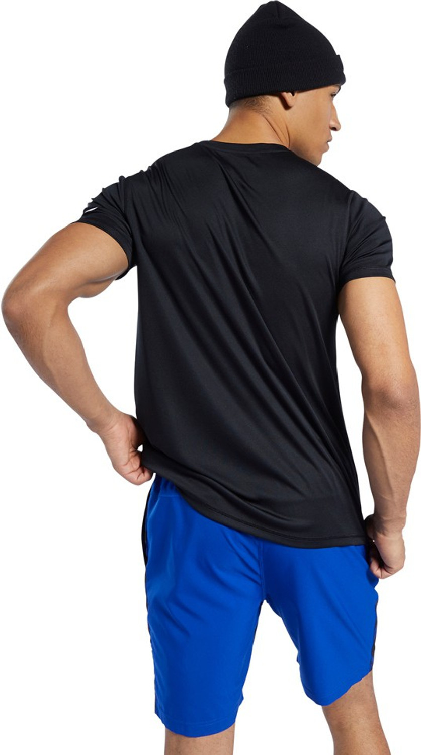 Image of REEBOK Solid Men Round Neck Black T-Shirt