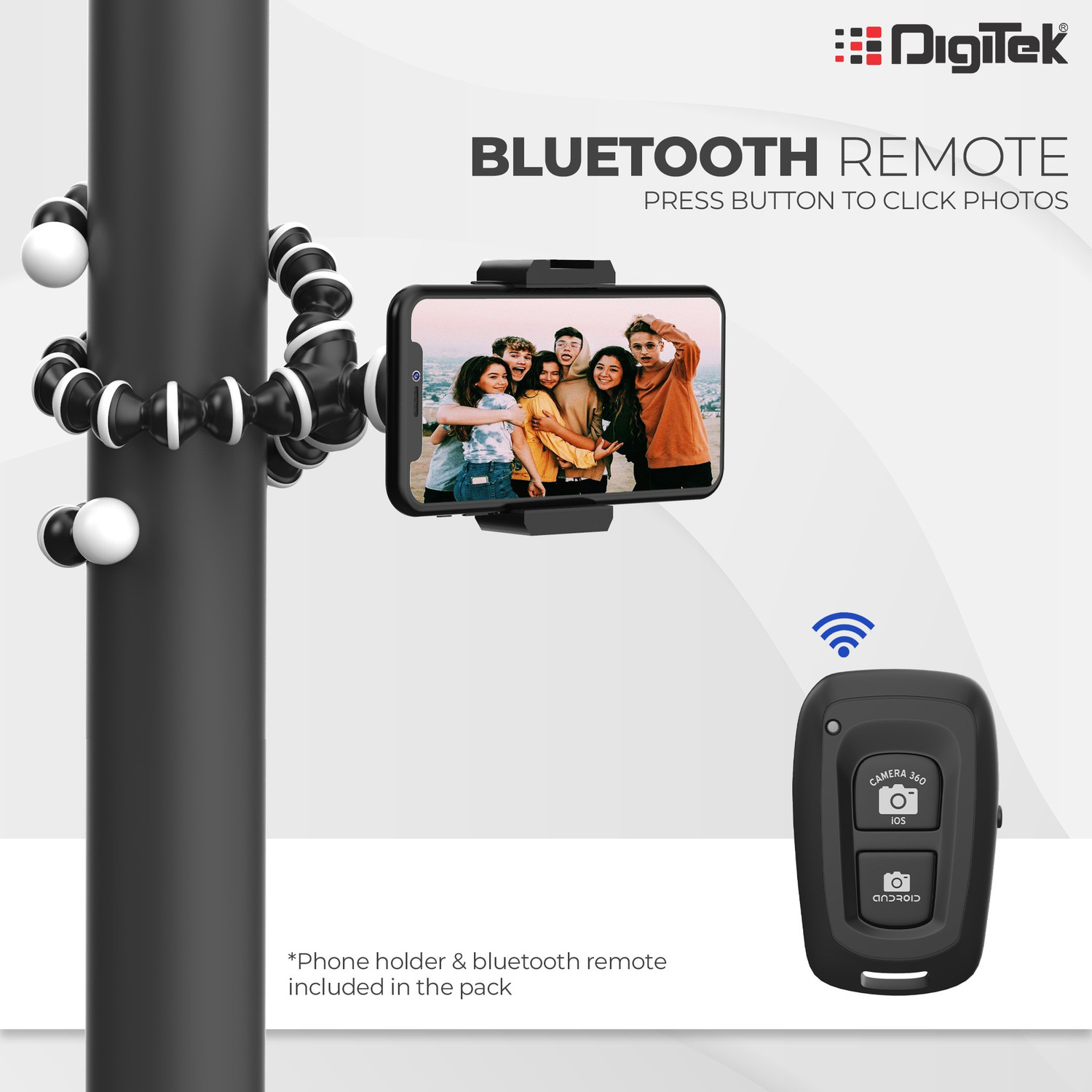 Image of DIGITEK Gorilla Tripod /Mini Tripod for Mobile Phone with Phone Mount & Remote | Flexible Gorilla Stand for DSLR & Action Cameras (DTR 260 GT) Tripod