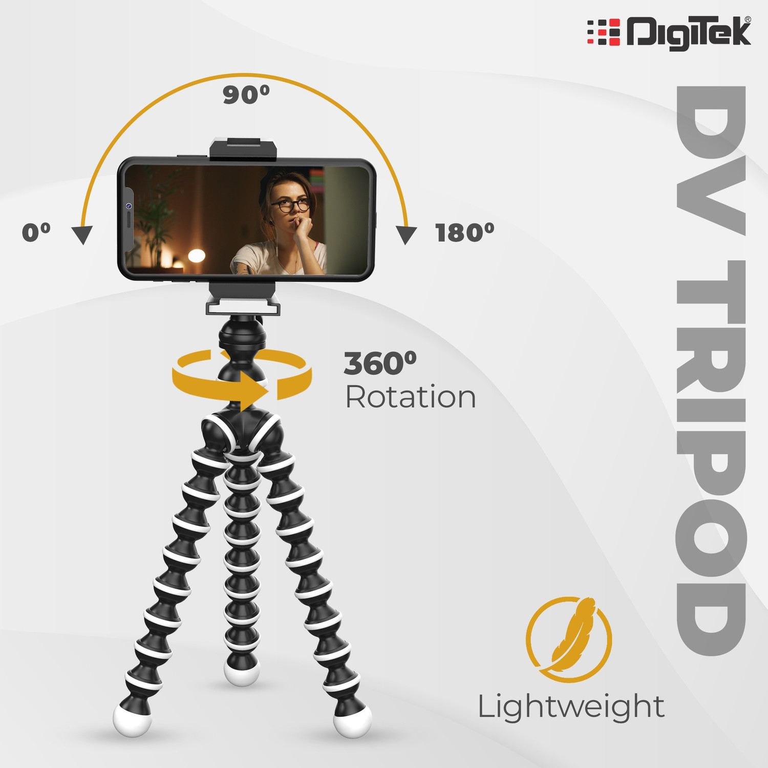 Image of DIGITEK Gorilla Tripod /Mini Tripod for Mobile Phone with Phone Mount & Remote | Flexible Gorilla Stand for DSLR & Action Cameras (DTR 260 GT) Tripod