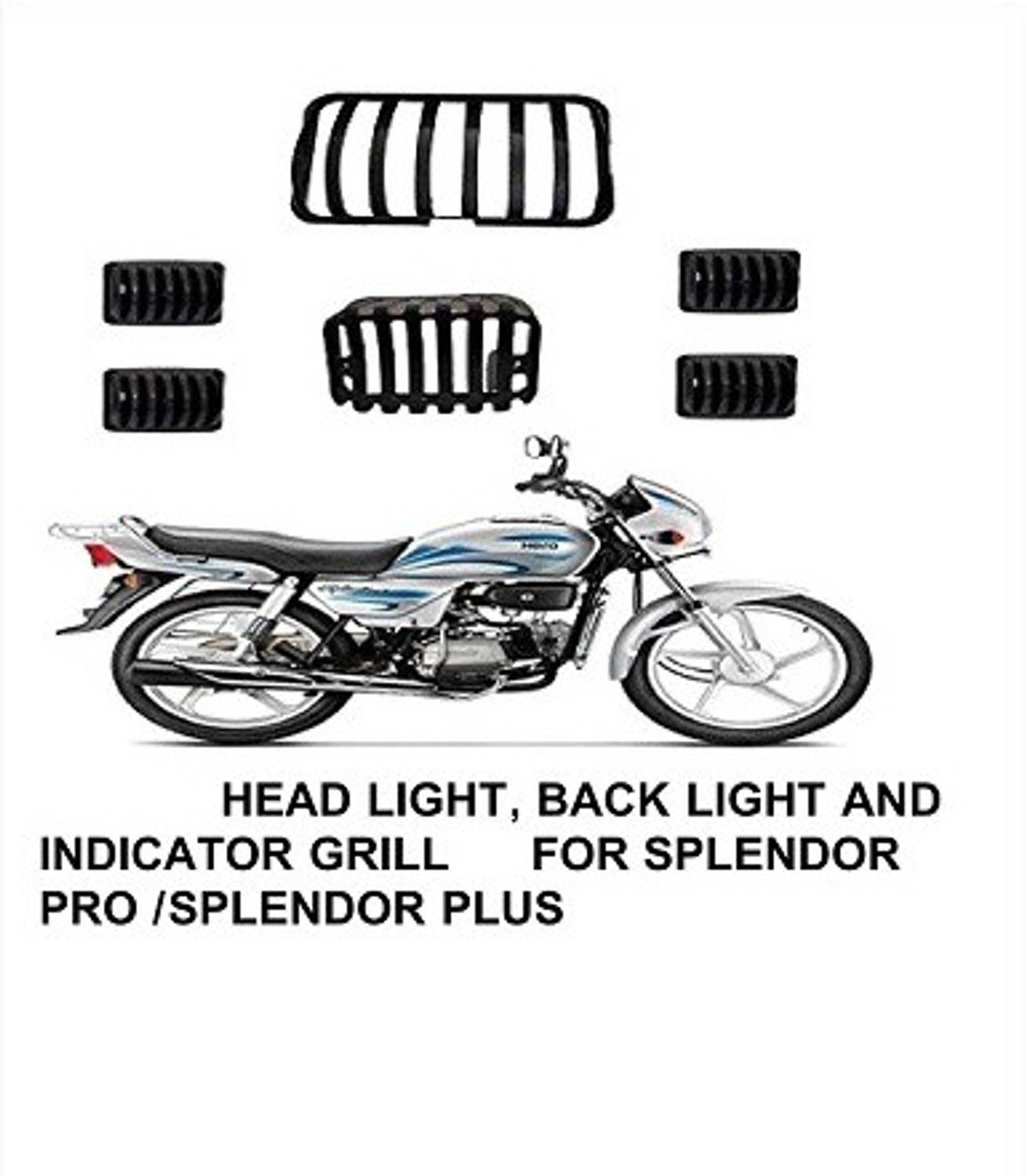 Amtek Auto SPLENDOR FULL HEADLIGHT AND INDICATOR GRILL Bike Headlight Grill