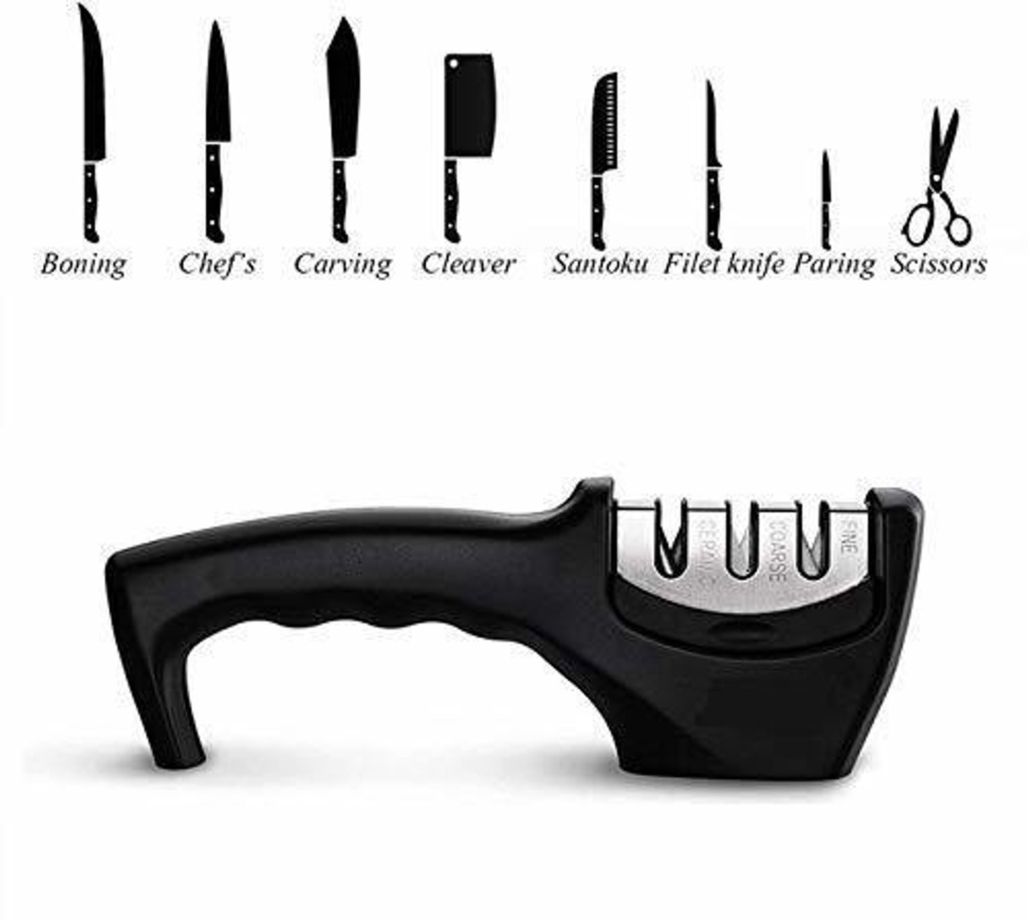 Image of Muktbhav Kitchen Manual Knife Sharpener 3 Slots Sharpening Tool for Ceramic Knife and Steel Knives Knife Sharpening Steel