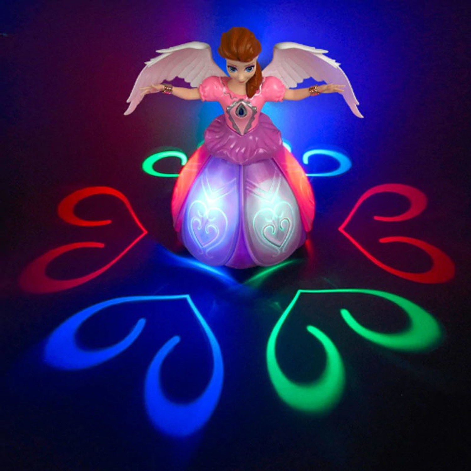 Image of LooknlveSports Dancing Princess Doll Toys Elsa Anna Doll with Wings Action Figure Rotating Projection Light Music Model Dolls For Girl