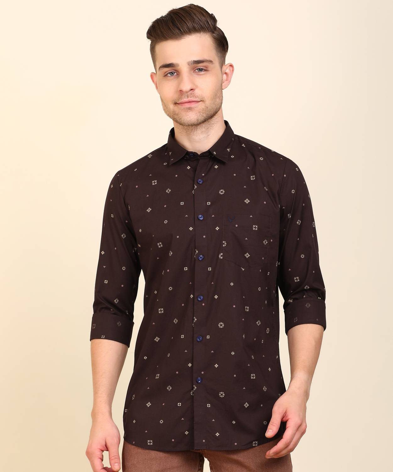 Allen Solly Men Printed Casual Brown Shirt