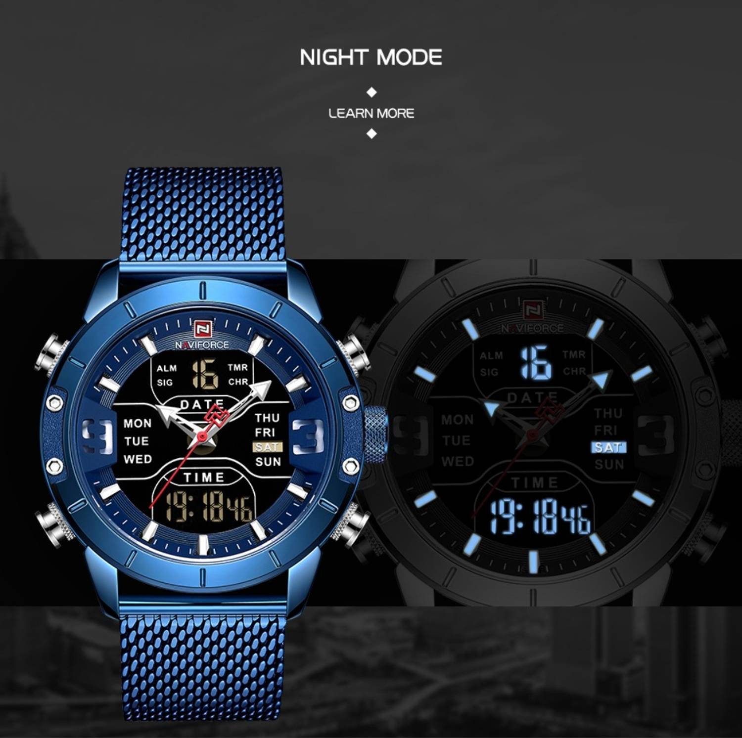 Naviforce - NF9153 - Orologio da polso al quarzo digitale analogico