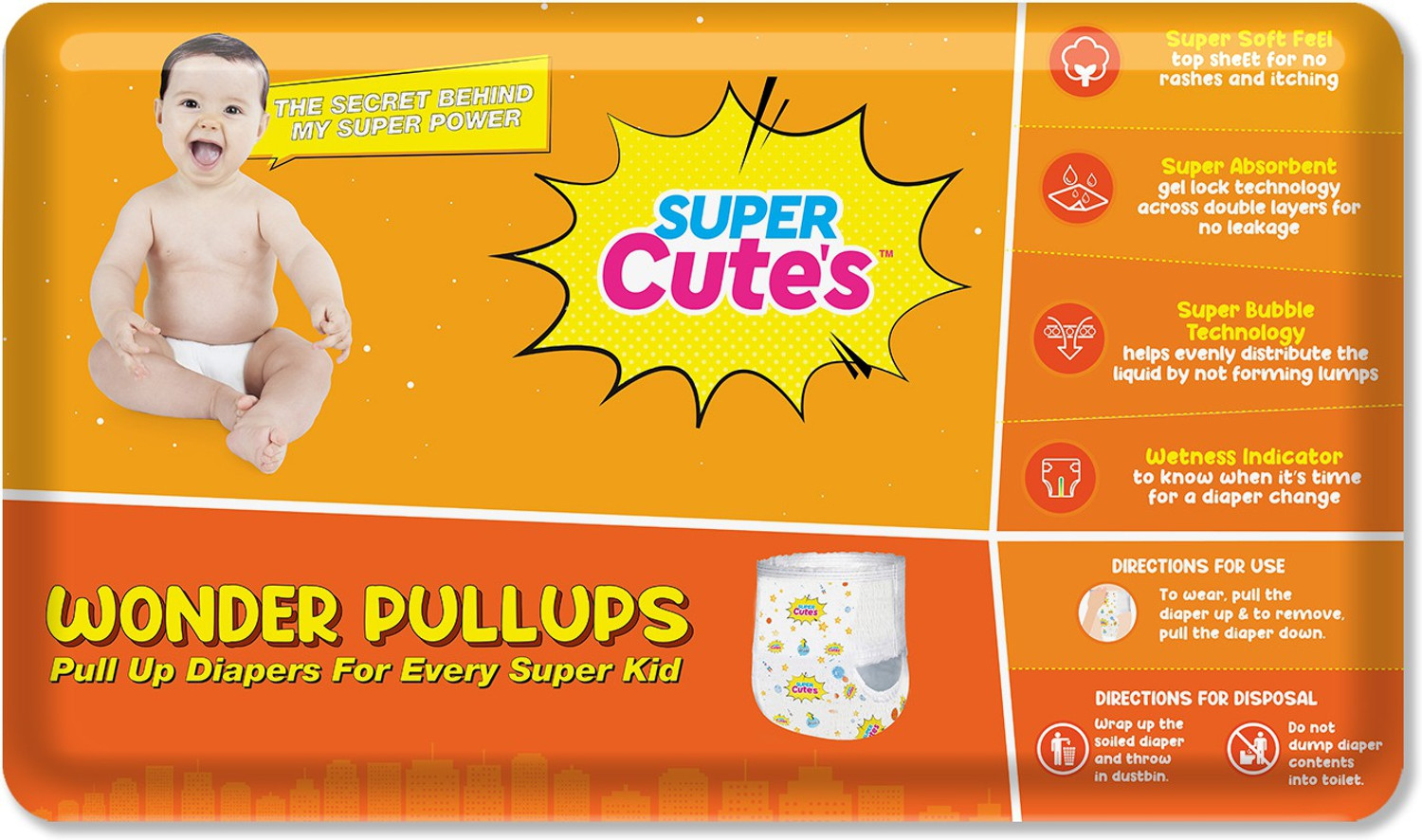 Image of Super Cute's | Wonder Pullups | Pant Style Premium Diaper | For Superior Absorption Pant Diapers - L