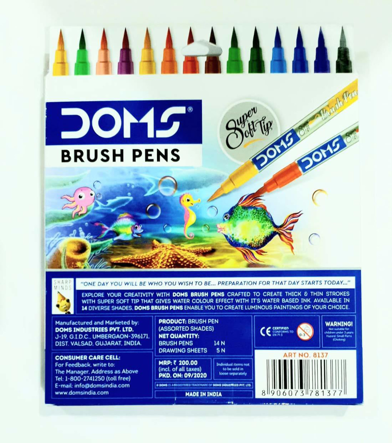 Image of DOMS BRUSH PEN 14 SHADE INCLUDES 1 SILVER & 1 GOLD