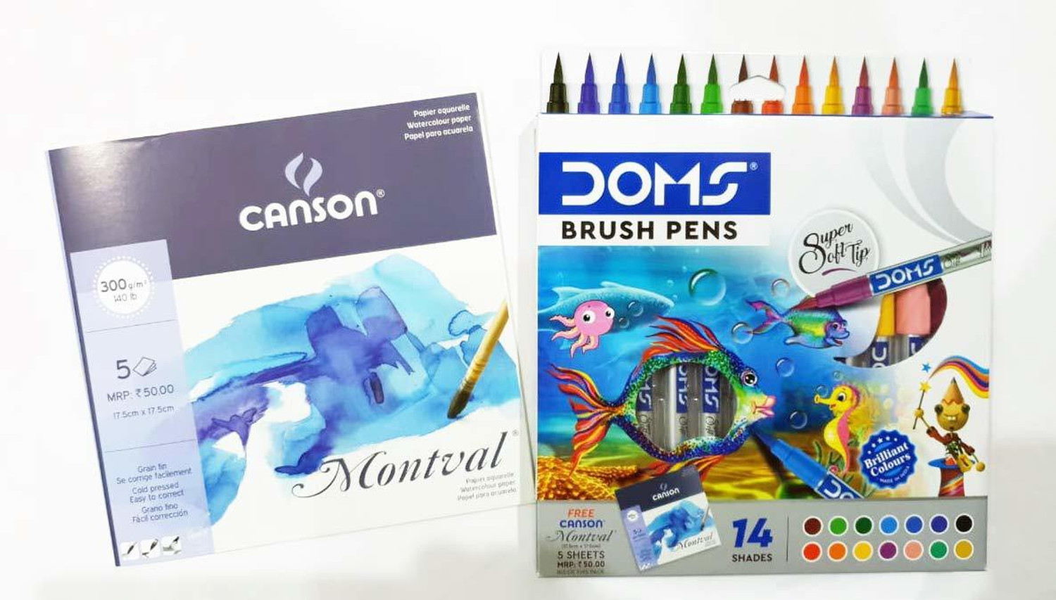Image of DOMS BRUSH PEN 14 SHADE INCLUDES 1 SILVER & 1 GOLD