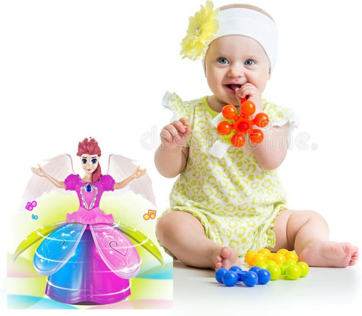 Image of LooknlveSports Dancing Princess Doll Toys Elsa Anna Doll with Wings Action Figure Rotating Projection Light Music Model Dolls For Girl
