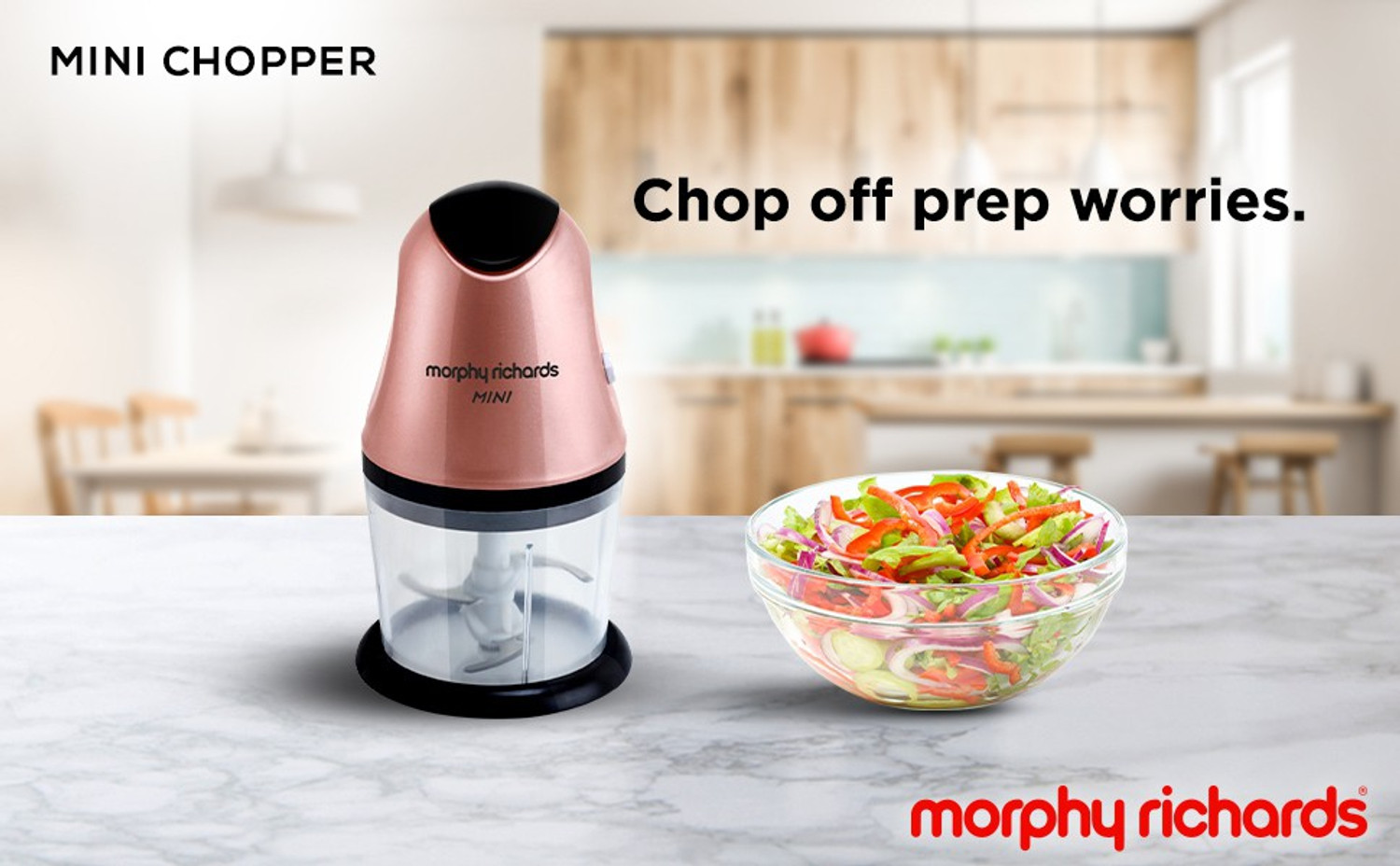 Image of Morphy Richards Mini Chopper Rose Gold Vegetable Chopper
