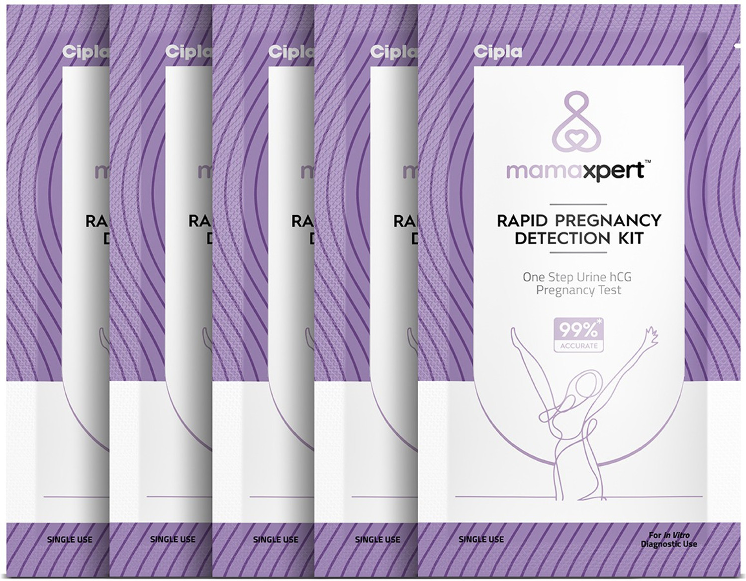 Image of mamaxpert Rapid Pregnancy Detection Kit by Cipla, Pack of 5 Pregnancy Test Kit