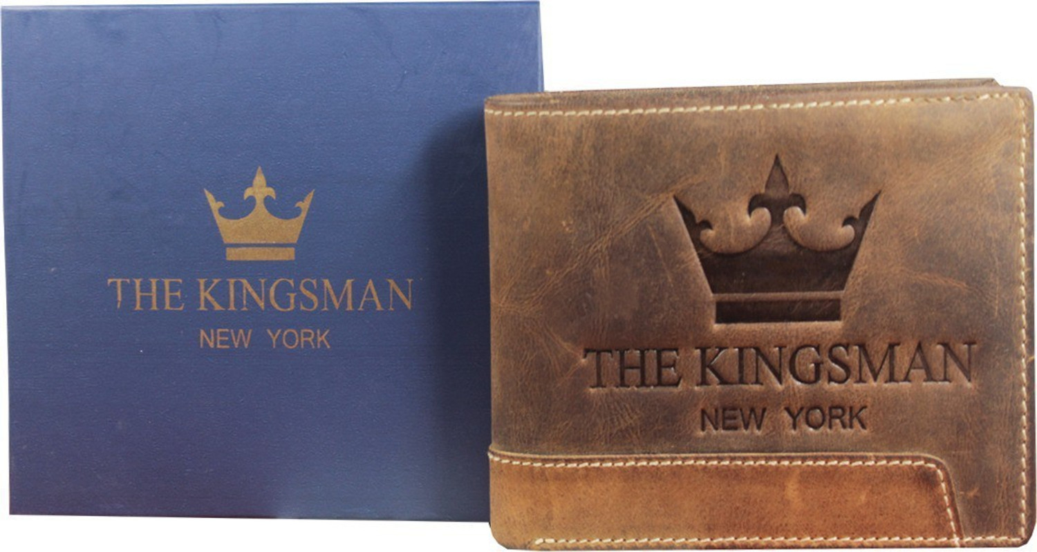 Image of THE KINGSMAN NEWYORK Men Travel, Casual, Trendy, Formal Brown Genuine Leather Wallet