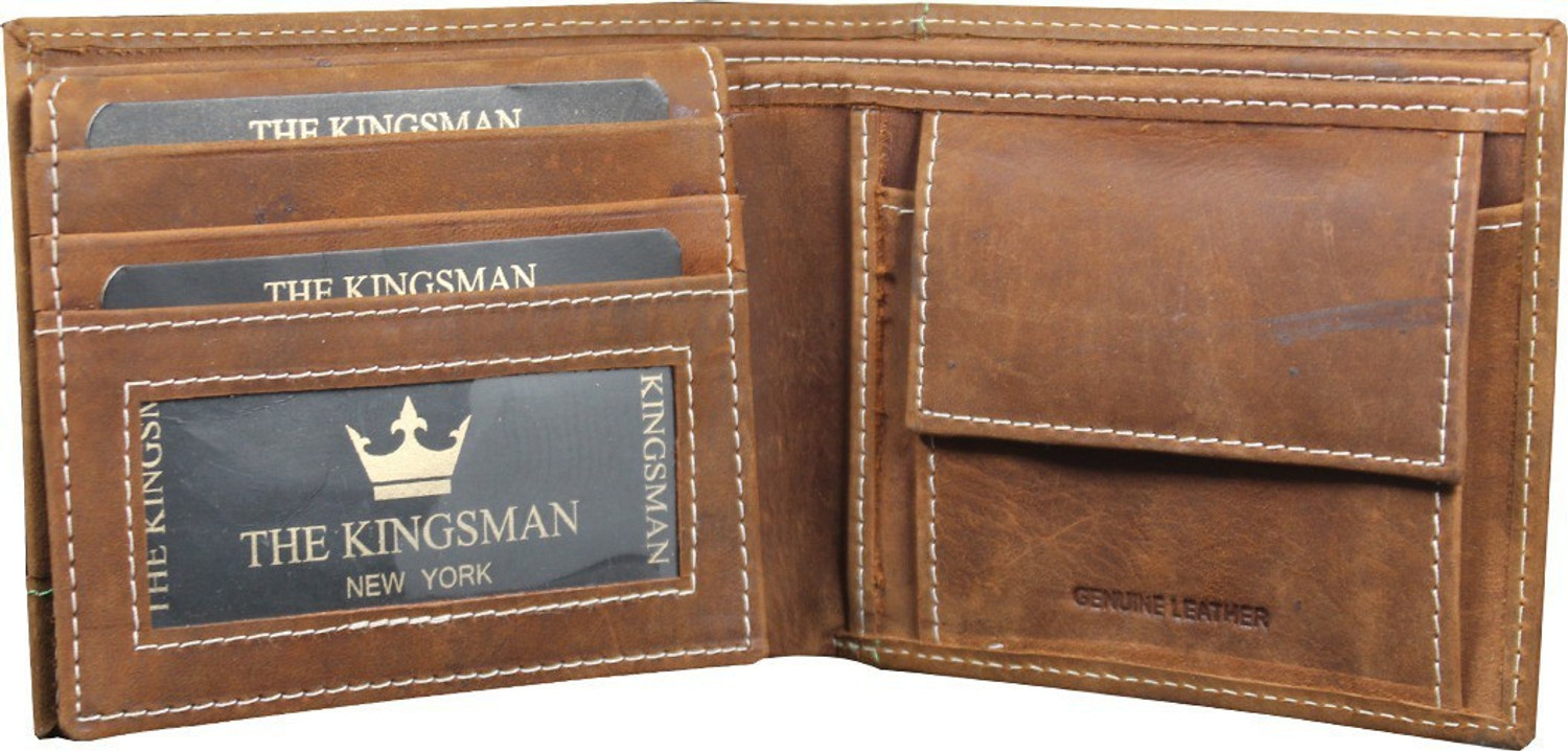 Image of THE KINGSMAN NEWYORK Men Travel, Casual, Trendy, Formal Brown Genuine Leather Wallet