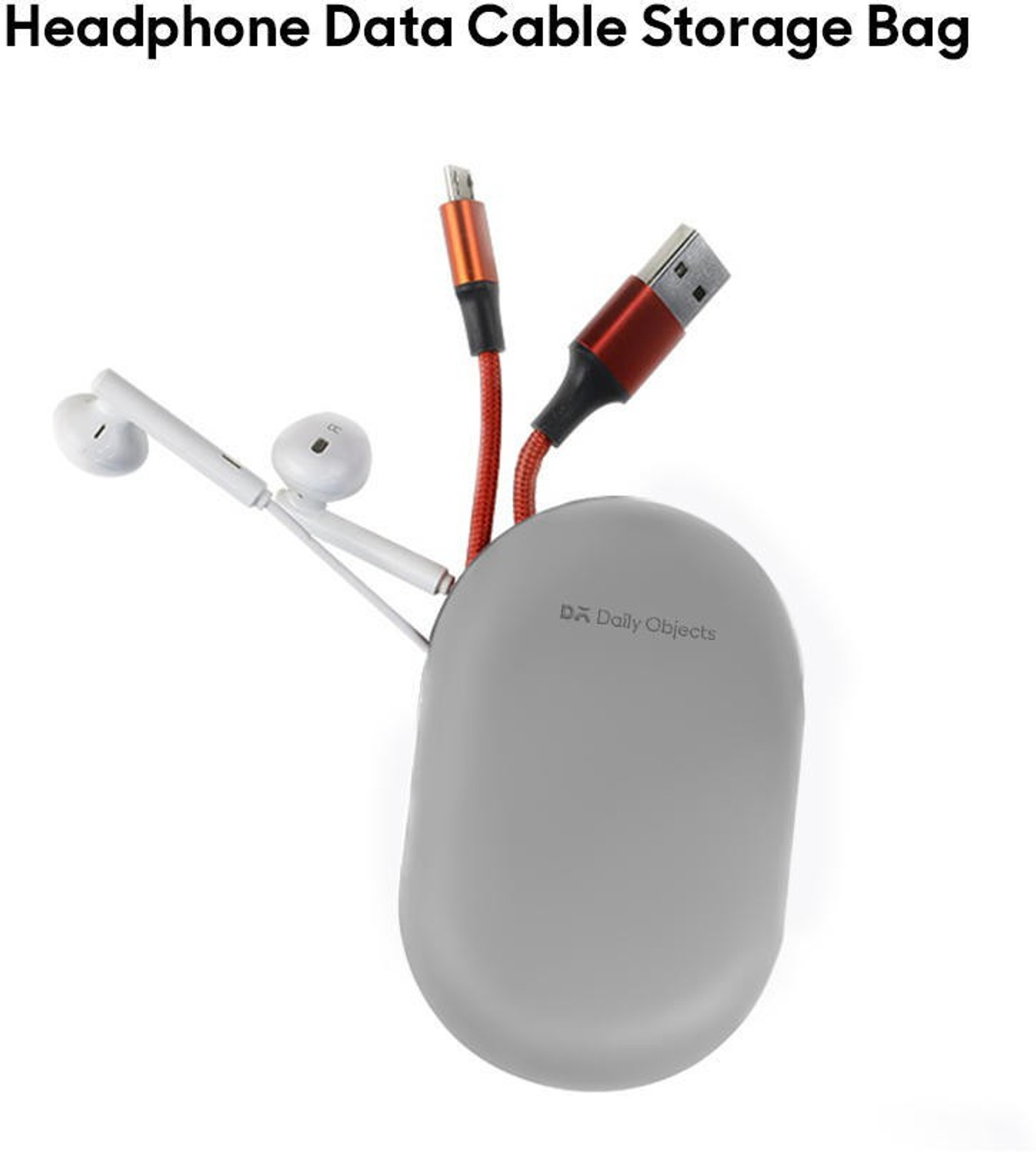 Image of DailyObjects Wrap-Lock Cable Bind | Multipurpose Case Holder For Storage, Travel | Cables, Earphones, Keys, Data Cables, Keys | Shock Proof, Dust And Scratch Resistent - (Grey) Earphone Cable Organizer