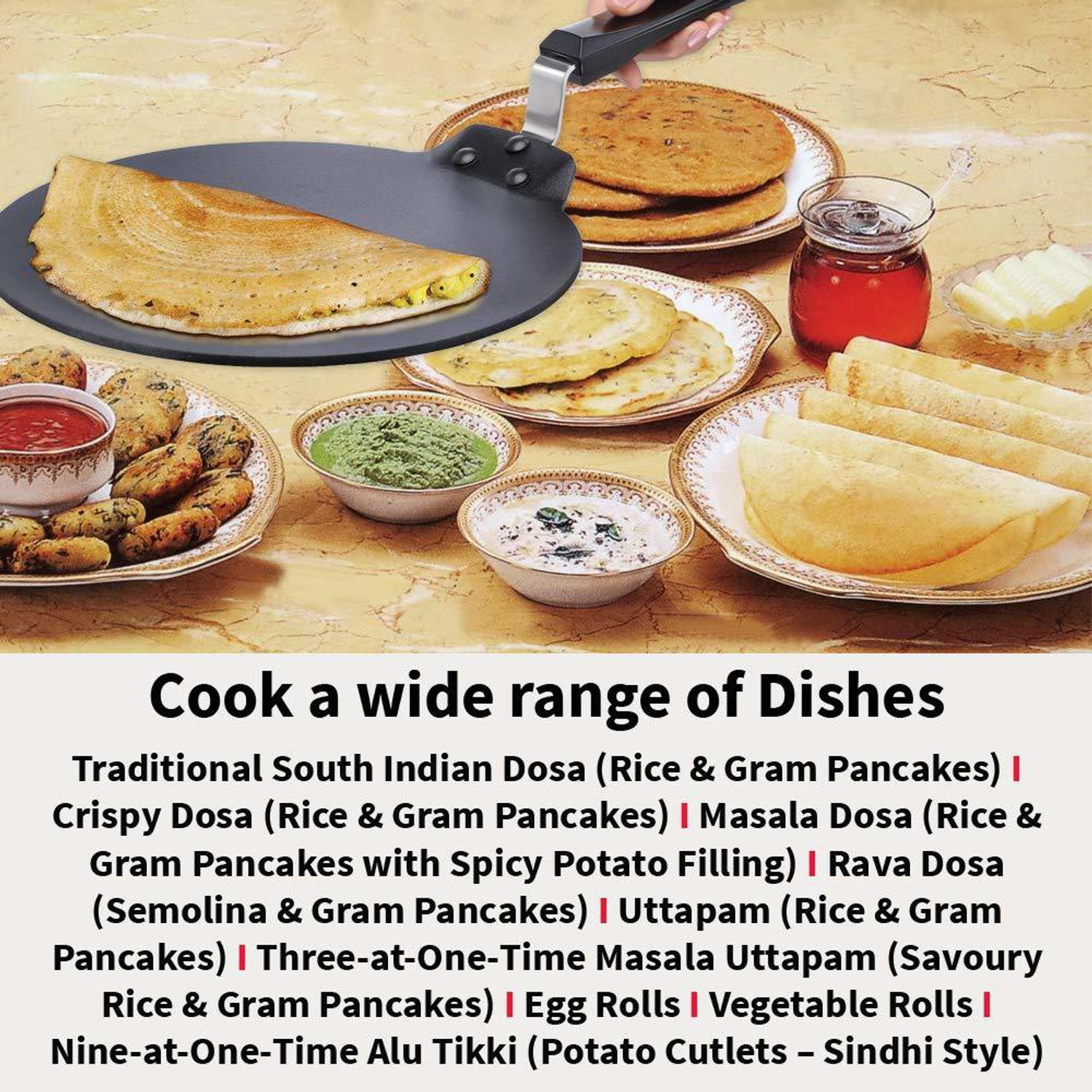 Image of Hawkins Futura Nonstick Dosa Tava, Diameter 28 cm, Thickness 4.88 mm, Black (NDT28) Tawa 28 cm diameter (Aluminium, Non-stick)
