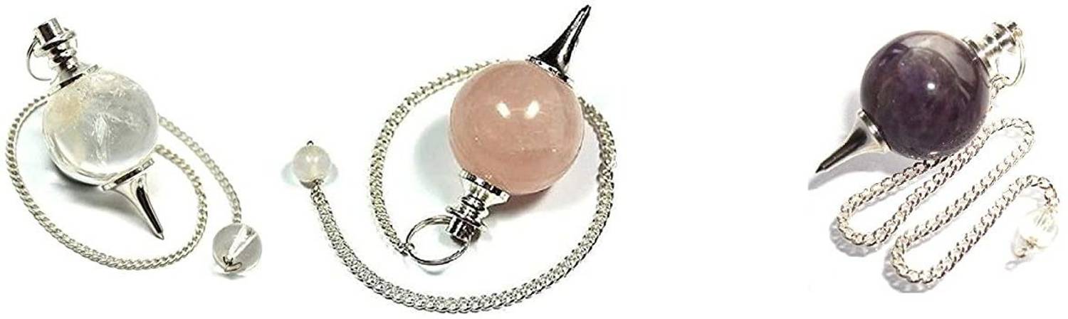 AIR9999 Natural Rose Quartz and Clear Quartz Amethyst Crystal Ball Shaped Dowser Pendulum for Reiki Healing Decorative Showpiece  -  20 cm