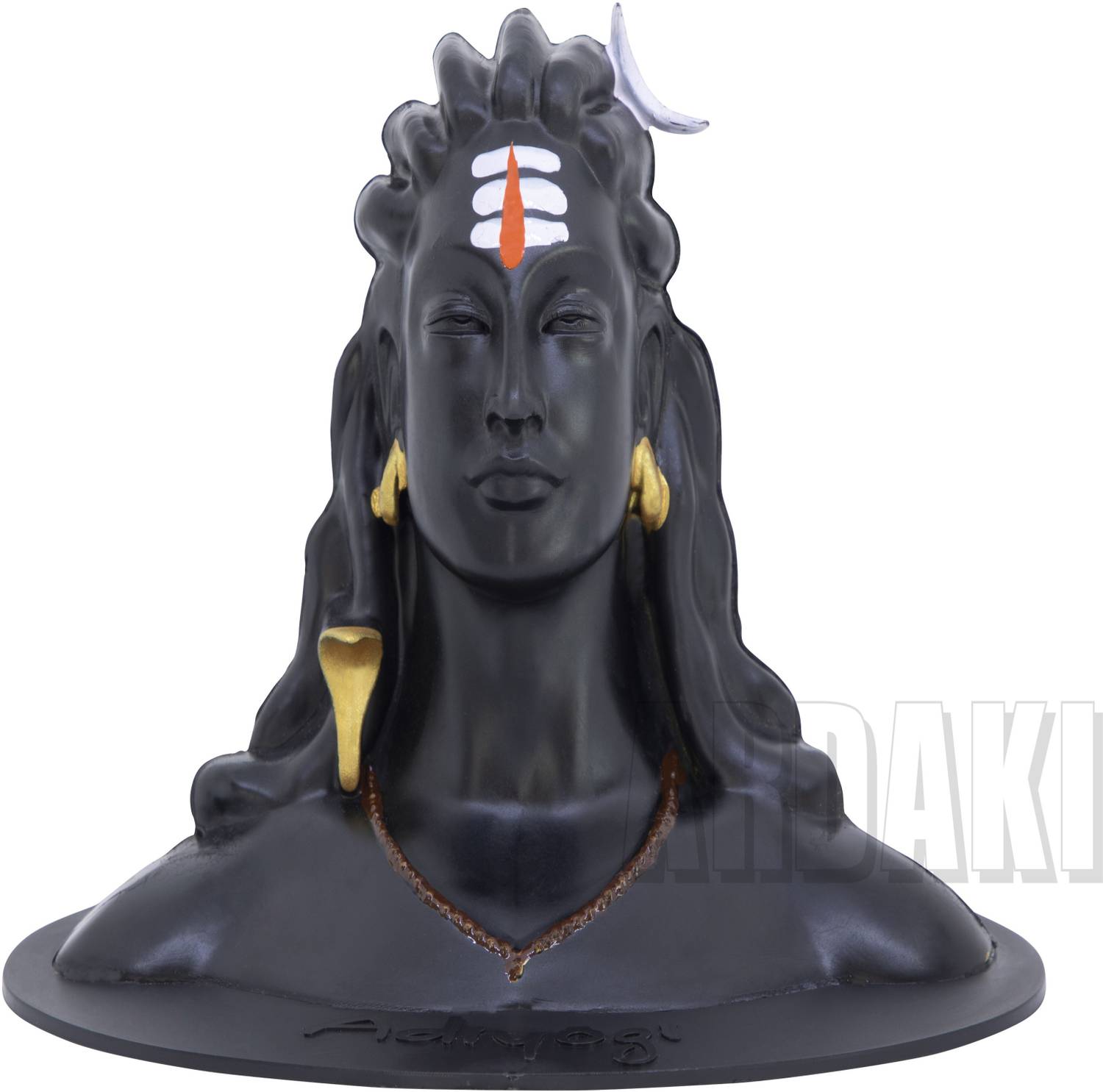 ARDAKI Shiva Statue for Car Dashboard Accessories, Pooja & Gift, Mahadev Murti Idol Figurine Showpiece Sculpture, Shankara for Home & Office Decore, Matte Black With White & Orange Tilak |16.5 cm x 11 cm x 12 cm | Plastic Fiber | Made in India By Ardaki Decorative Showpiece - 12 cm