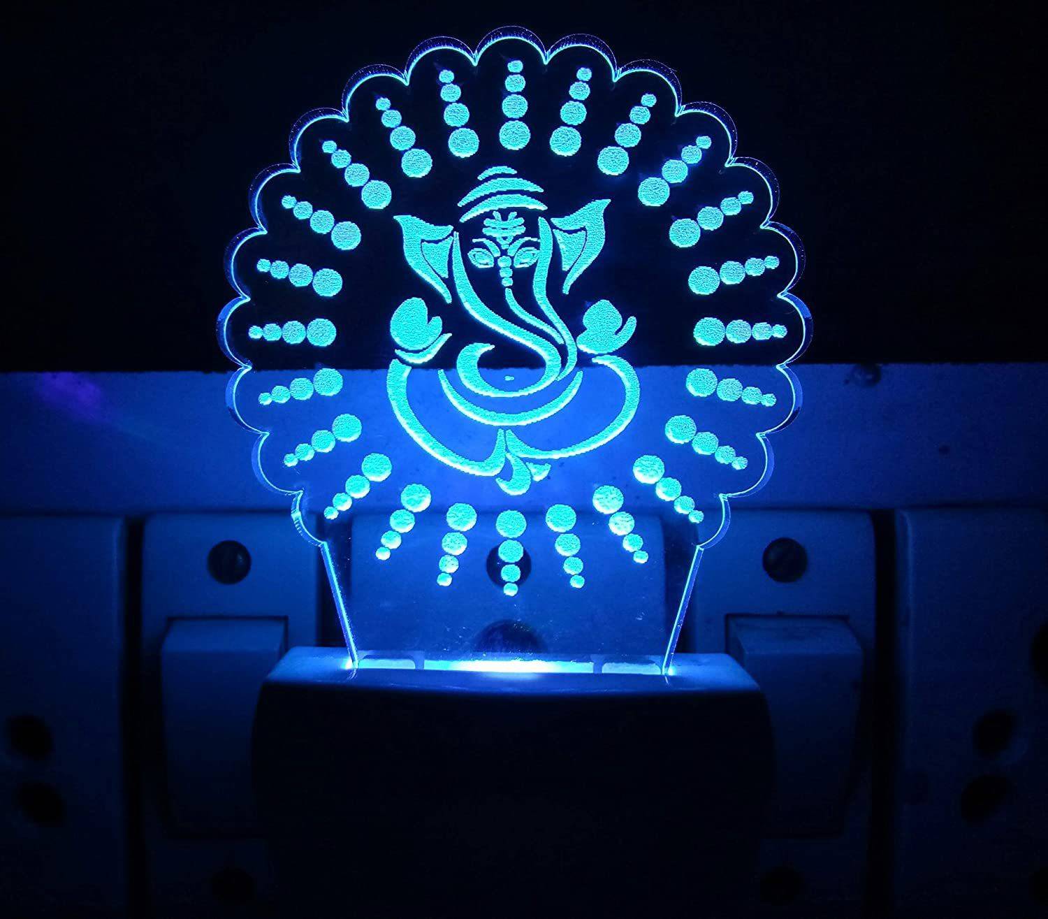 ALTROSS 3D Latest Acrylic GANESH Night Lamp with 7 Colour Changing | 3D Decorative Illusion LED Plug Night Lamp for Bedroom | Gift | Office | Living room Night Lamp