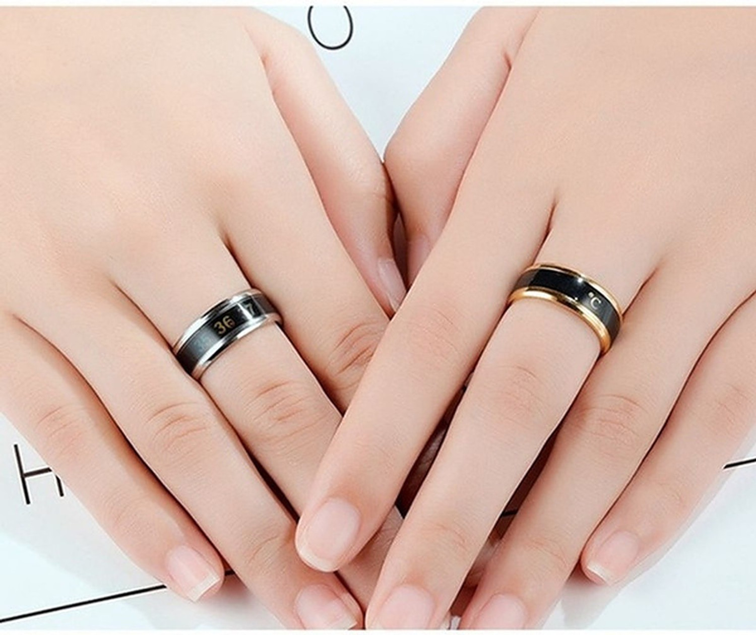 Image of Heer Collection Intelligent Smart Body Temperature Monitor Stainless Steel Ring for Girls and Boys Stainless Steel Ring