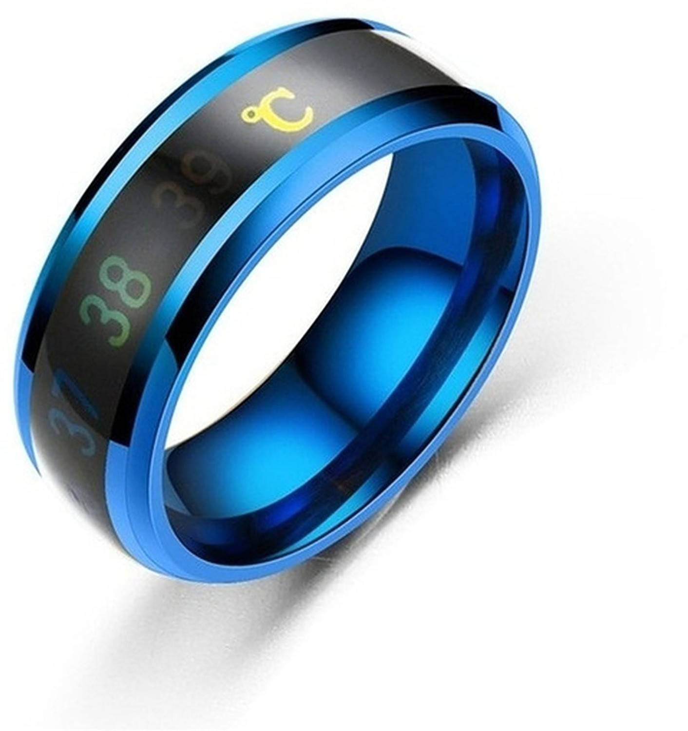 Image of Heer Collection Intelligent Smart Body Temperature Monitor Stainless Steel Ring Valentine gift Fashion Jewellery Collection propose Lovers Fancy Party wear Stylish latest design Heart Dragon king Couples Love Golden Black Blue Mens Style Thumb Smart Band Gold plated Name Letter Hand Finger Rings Combo set pack for men /girls / Boys / boyfriend / husband /gents /Couple Simple Single Daily use Gift Adjustable size High Trendy style, Tungsten, Metal, Brass, Enamel, Alloy Titanium, Gold, Black Silver, Rhodium Plated Ring, Stainless Steel Ring