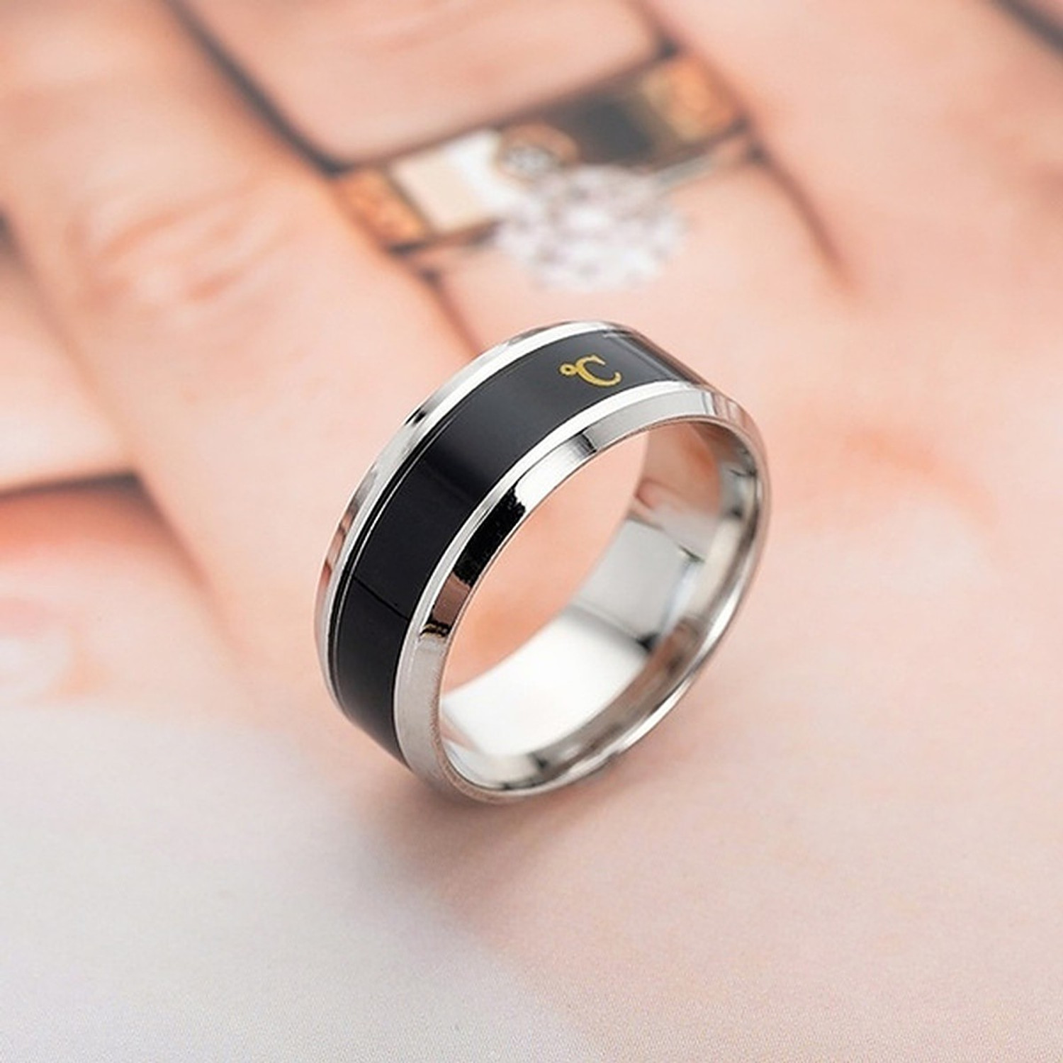 Image of Heer Collection Intelligent Smart Body Temperature Monitor Stainless Steel Ring for Girls and Boys Stainless Steel Ring