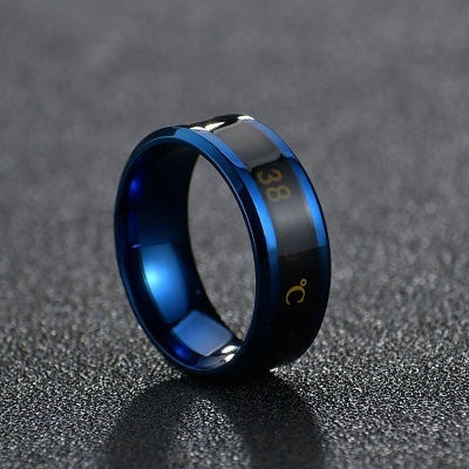 Image of Heer Collection Intelligent Smart Body Temperature Monitor Stainless Steel Ring Valentine gift Fashion Jewellery Collection propose Lovers Fancy Party wear Stylish latest design Heart Dragon king Couples Love Golden Black Blue Mens Style Thumb Smart Band Gold plated Name Letter Hand Finger Rings Combo set pack for men /girls / Boys / boyfriend / husband /gents /Couple Simple Single Daily use Gift Adjustable size High Trendy style, Tungsten, Metal, Brass, Enamel, Alloy Titanium, Gold, Black Silver, Rhodium Plated Ring, Stainless Steel Ring