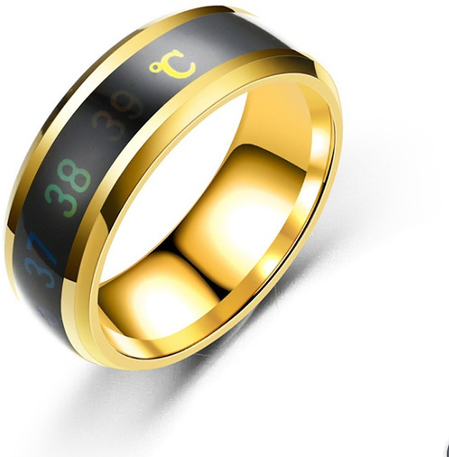 Image of Heer Collection Intelligent Smart Body Temperature Monitor Stainless Steel Ring Valentine gift Fashion Jewellery Collection propose Lovers Fancy Party wear Stylish latest design Heart Dragon king Couples Love Golden Black Blue Mens Style Thumb Smart Band Gold plated Name Letter Hand Finger Rings Combo set pack for men /girls / Boys / boyfriend / husband /gents /Couple Simple Single Daily use Gift Adjustable size High Trendy style, Tungsten, Metal, Brass, Enamel, Alloy Titanium, Gold, Black Silver, Rhodium Plated Ring, Stainless Steel Ring