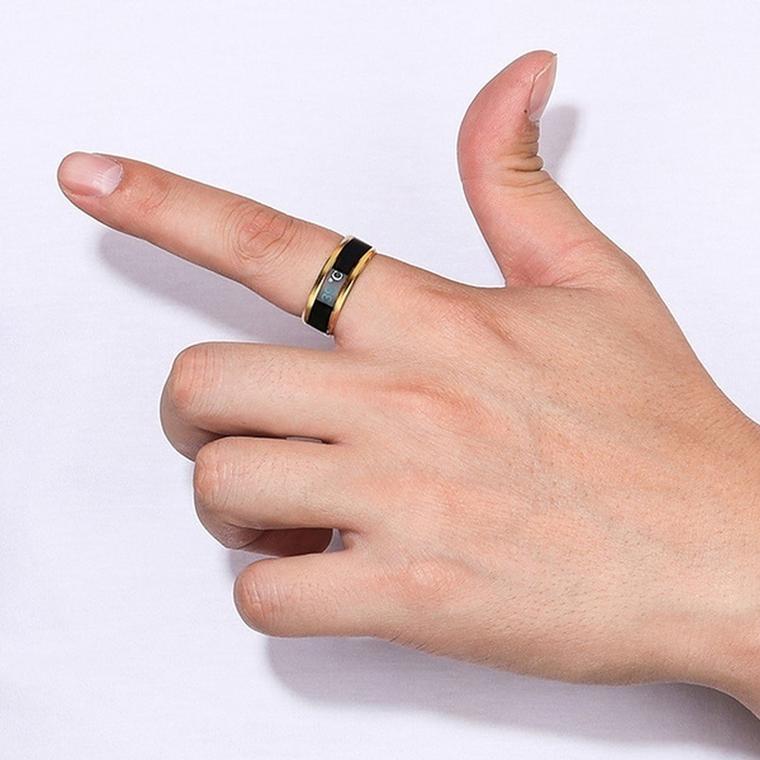 Image of Heer Collection Intelligent Smart Body Temperature Monitor Stainless Steel Ring Valentine gift Fashion Jewellery Collection propose Lovers Fancy Party wear Stylish latest design Heart Dragon king Couples Love Golden Black Blue Mens Style Thumb Smart Band Gold plated Name Letter Hand Finger Rings Combo set pack for men /girls / Boys / boyfriend / husband /gents /Couple Simple Single Daily use Gift Adjustable size High Trendy style, Tungsten, Metal, Brass, Enamel, Alloy Titanium, Gold, Black Silver, Rhodium Plated Ring, Stainless Steel Ring