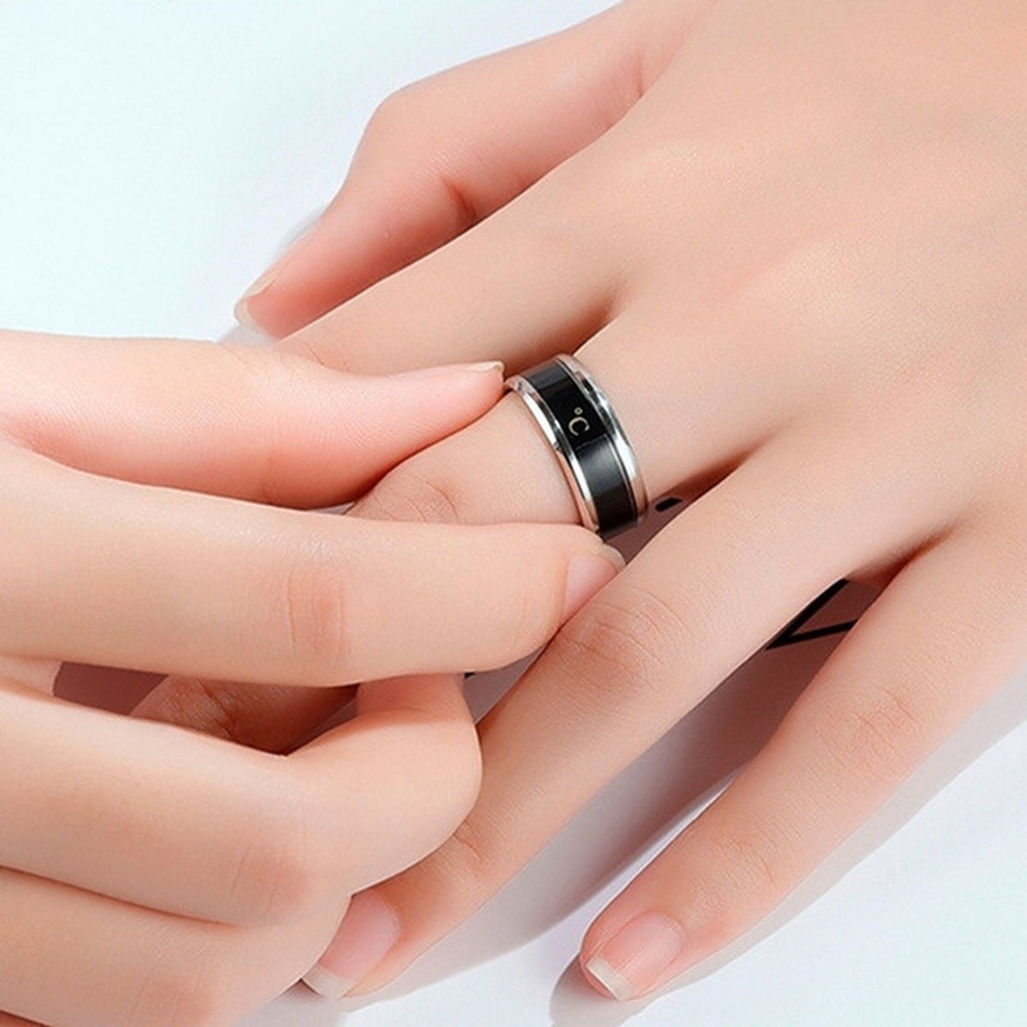 Image of Heer Collection Intelligent Smart Body Temperature Monitor Stainless Steel Ring for Girls and Boys Stainless Steel Ring