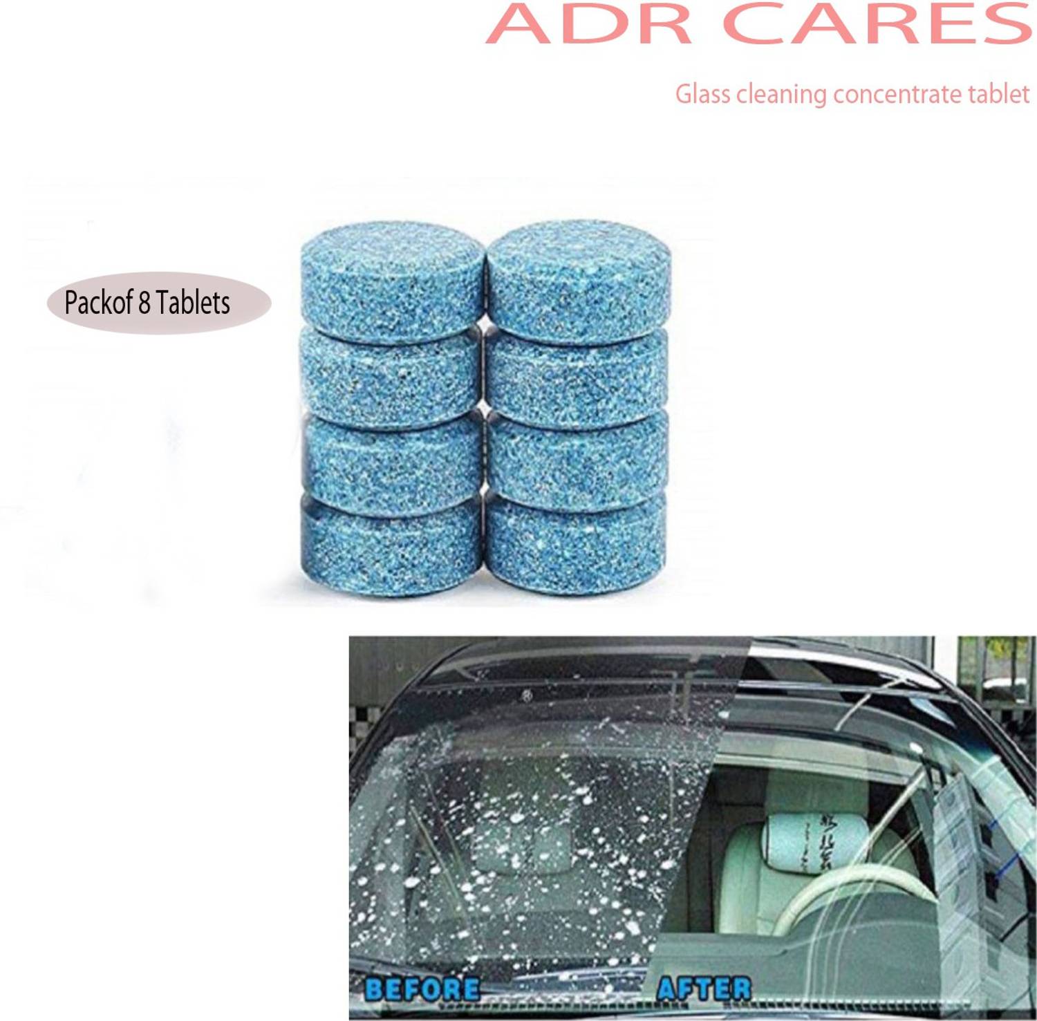 ADR CARES Car Wiper Detergent Effervescent Tablets Washer Auto Windshield Cleaner Glass Wash Cleaning Compact Concentrated Tools (#32) Tablet Concentrate Vehicle Glass Cleaner