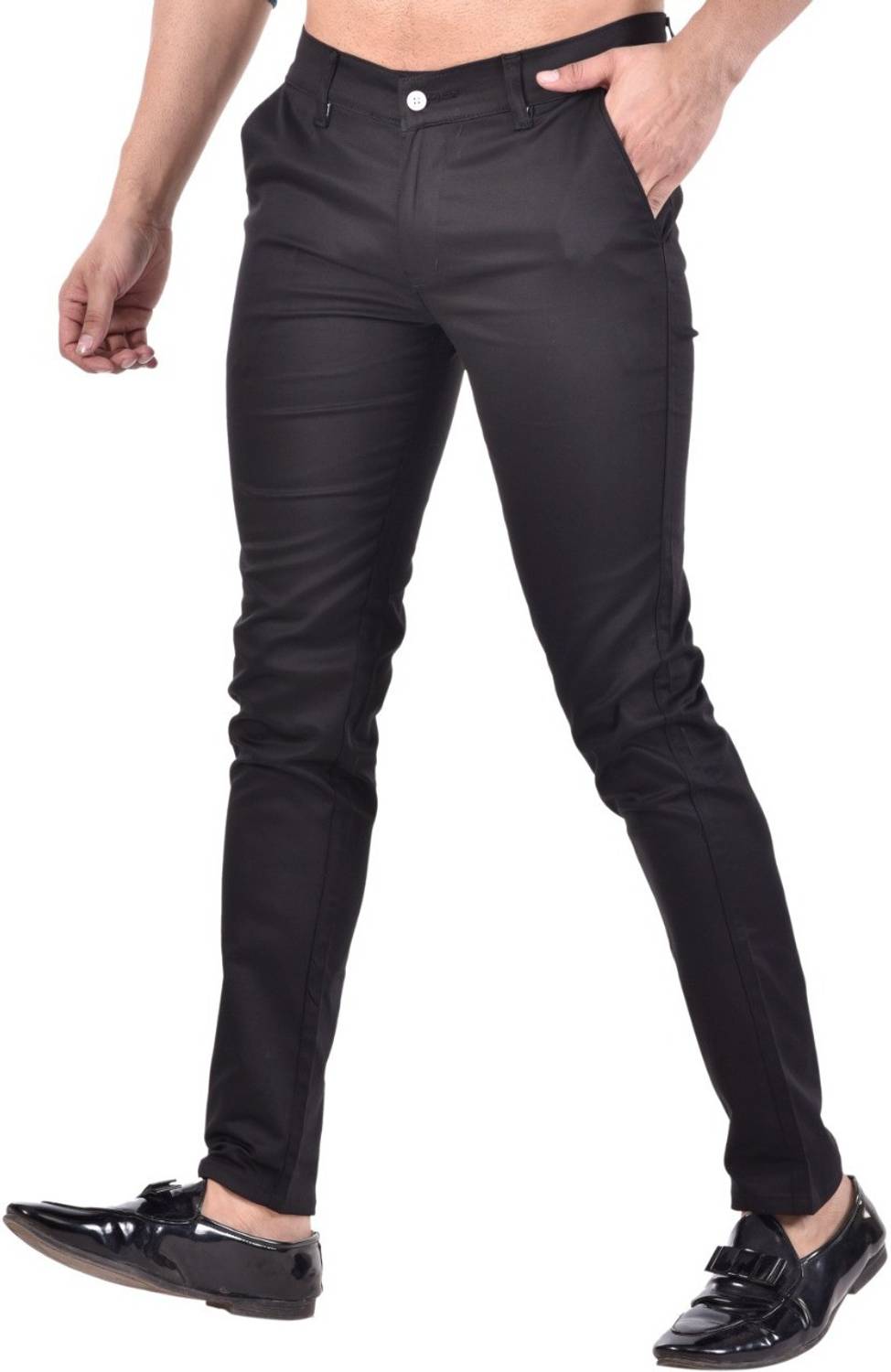Bindass Boys Slim Fit Men Black Trousers