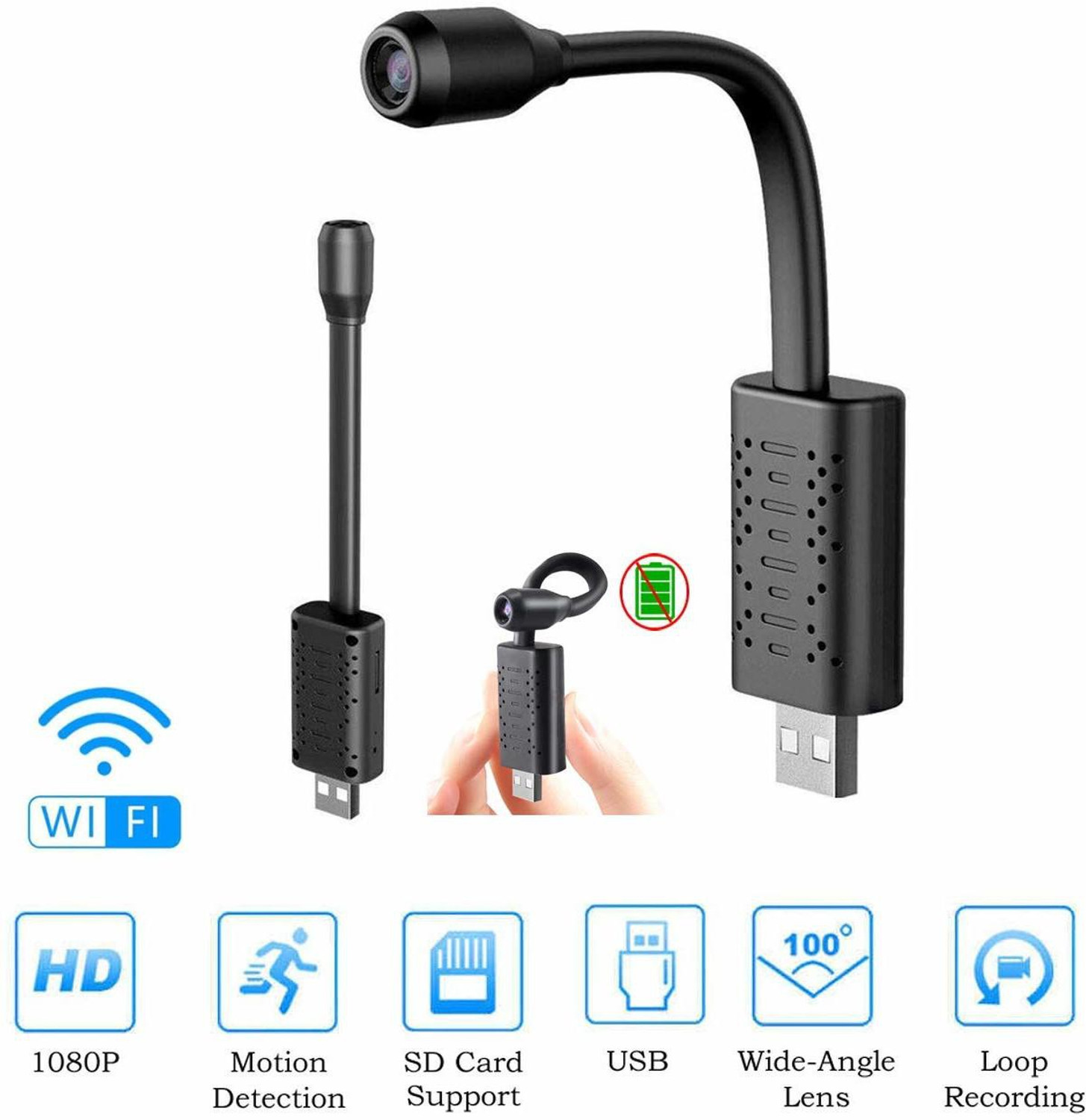 Image of IC PLUS 1080p HD USB Universal Interface Mini Flexi Neck Camera, Supports Micro SD Card Security Camera