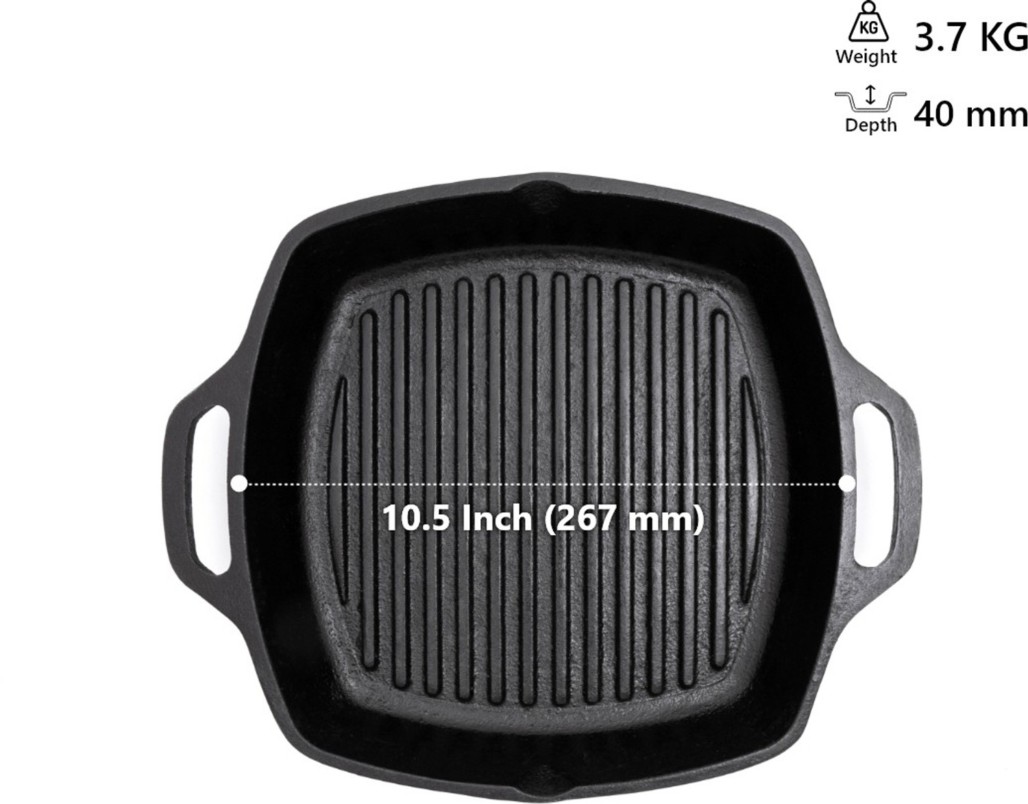 Image of Bhagya Cast Iron Grill pan loop Grill Pan 27 cm diameter 1 L capacity
