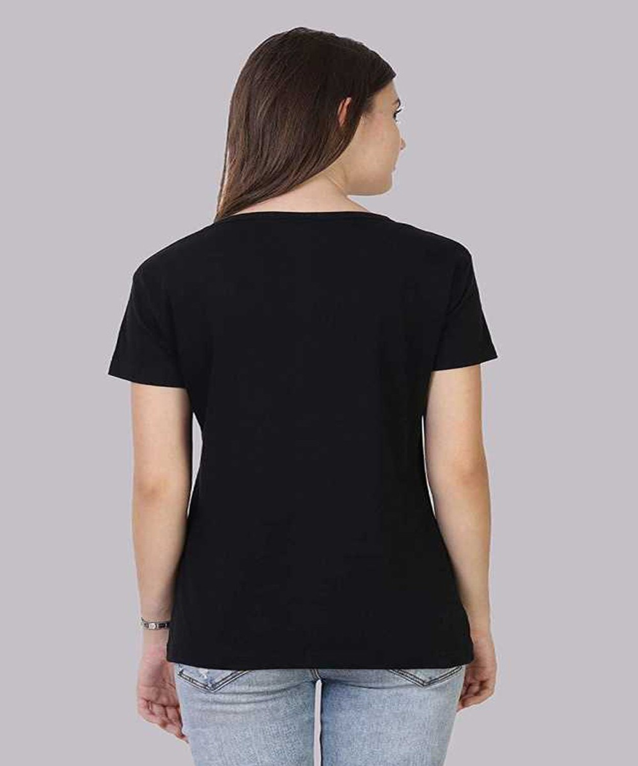 Image of VEERAA CLOTHING Typography Women Round Neck Multicolor T-Shirt