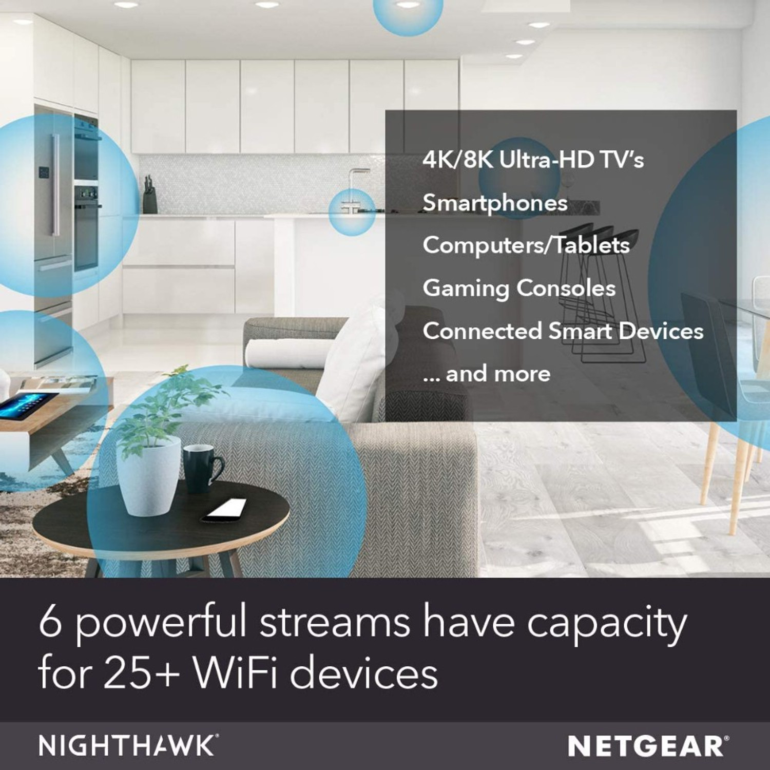 Image of NETGEAR rax50-100eus Wireless Router 2.4 GHz, 5 GHz 5400 Mbps Wifi Speed Dual Band External Antenna Ethernet (Cable Broadband)