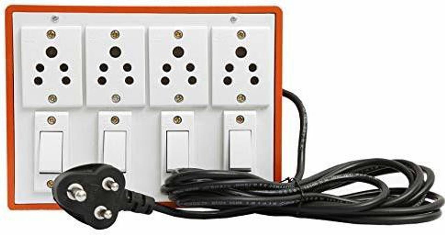 Cordnet Brown Extension Board with 4 Anchor Sockets & Switches 4 Socket Extension Boards