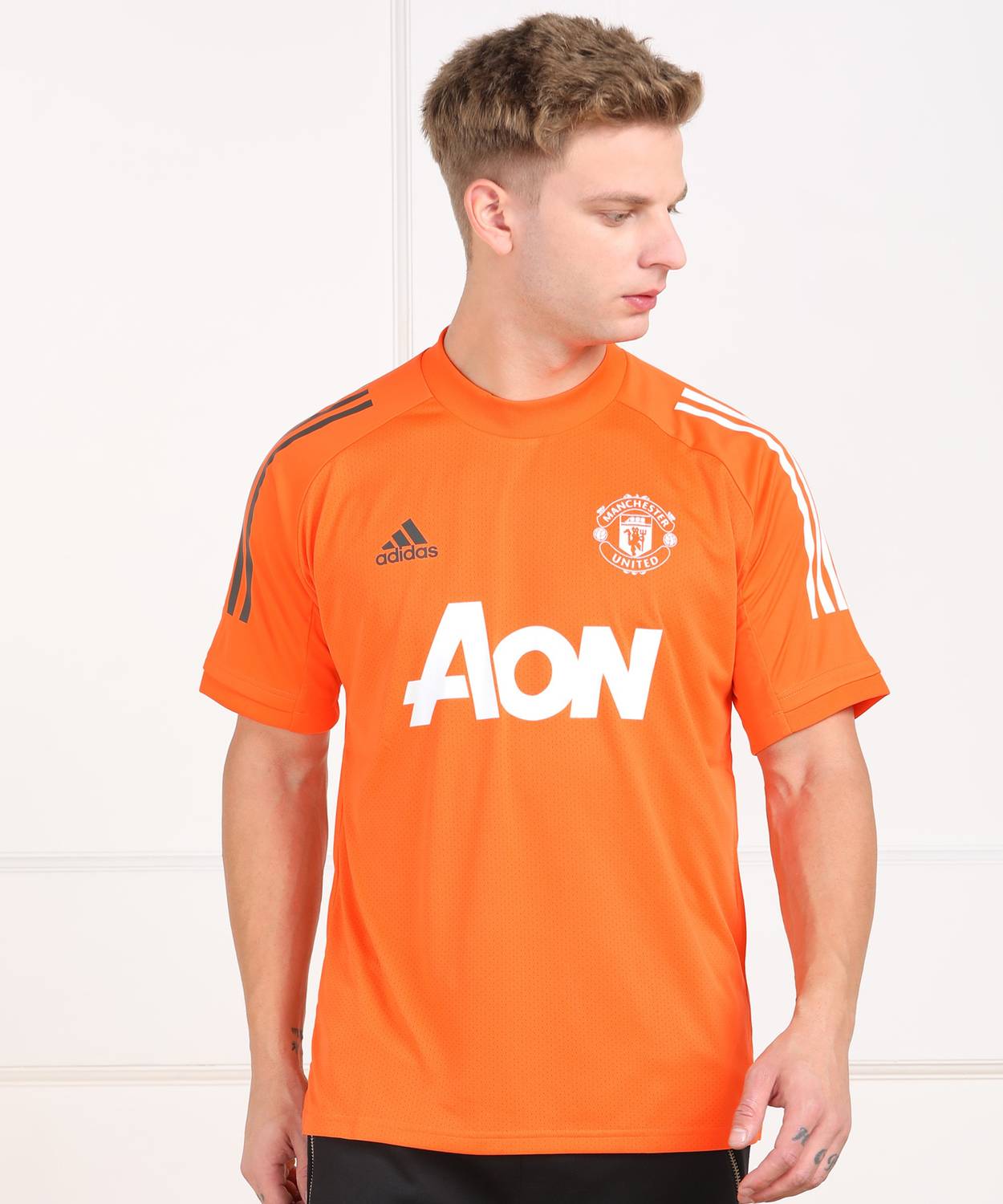 ADIDAS Printed Men Round Neck Orange T-Shirt