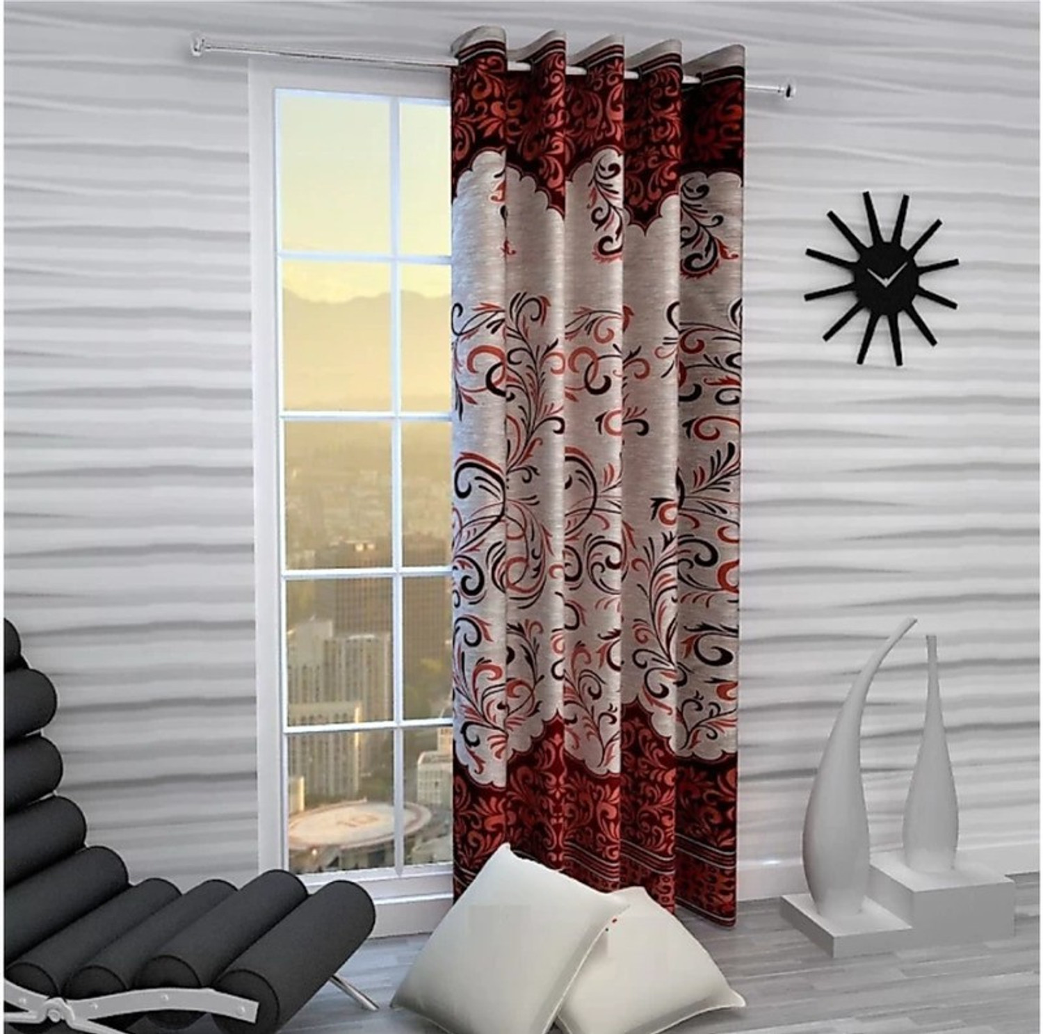 Image of Gantavya 153 cm (5 ft) Window Polyester Semi Transparent Curtain (Pack Of 2)
