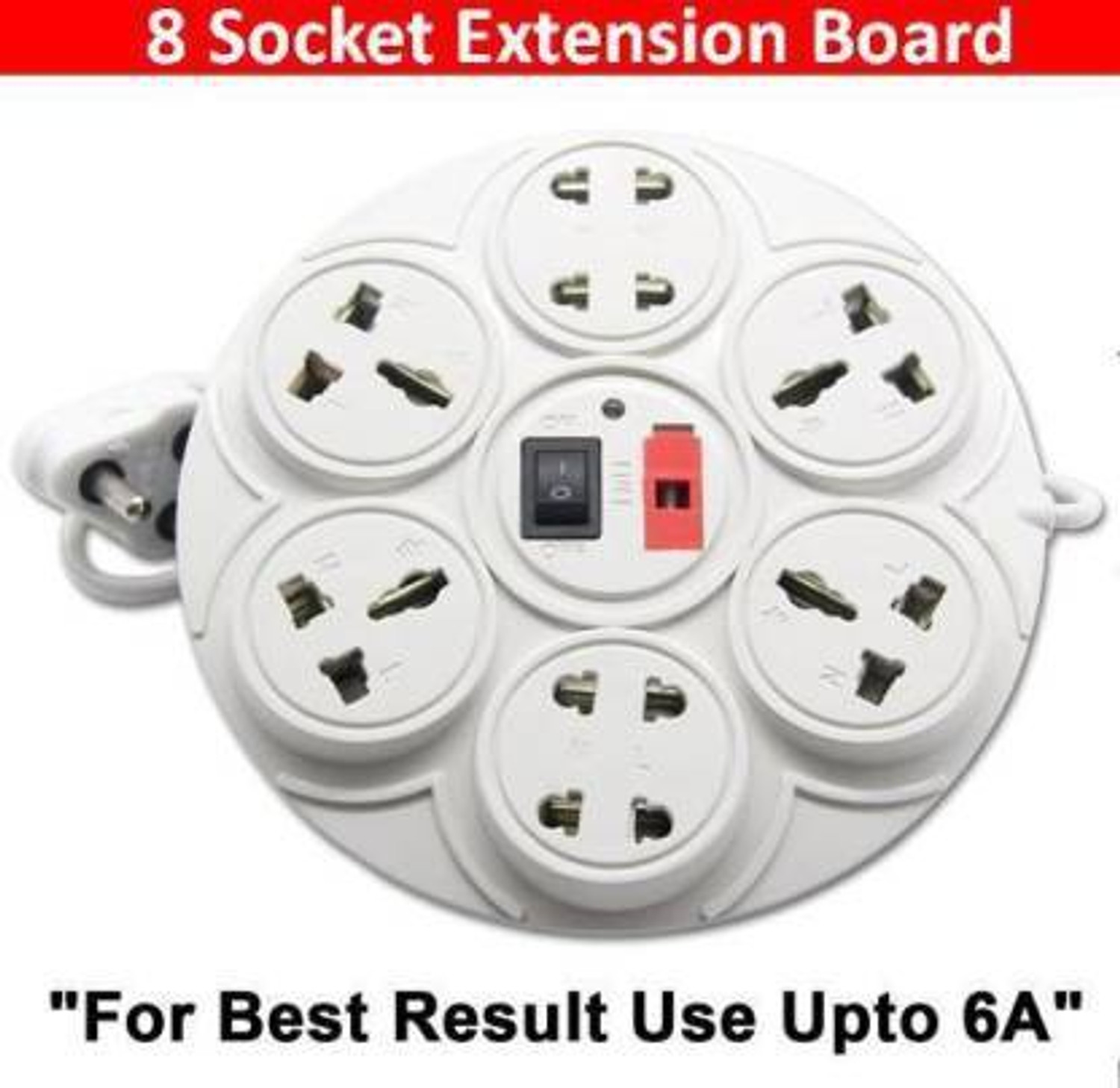 Image of D-DEVOX 8+1 Extension Cord;6 Amp 8 Universal Multi Plug Point Extension Board (Cord Length: 2.5 Meter) with LED Indicator and on /off Switch - Cream 8 Socket Extension Boards (White) 8 Socket Extension Boards