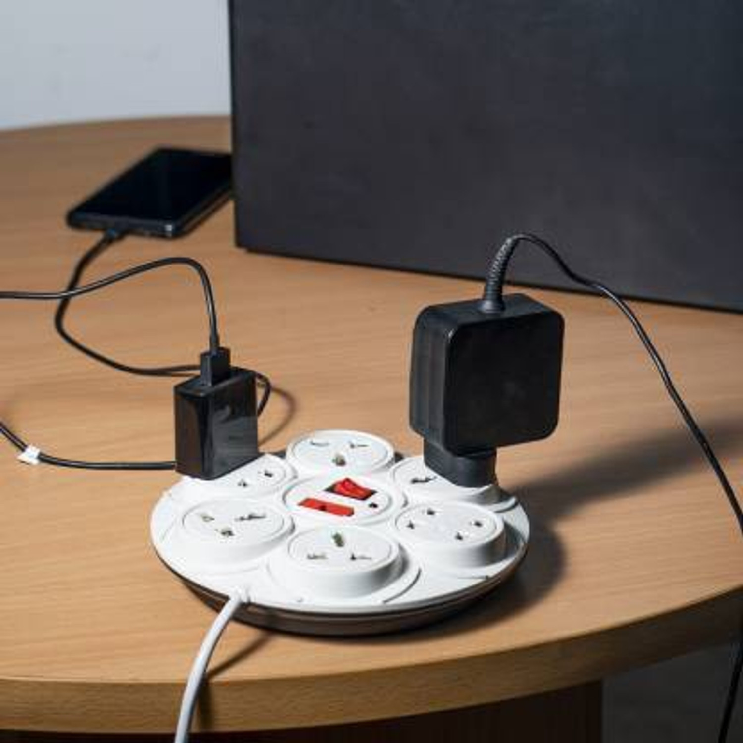 Image of D-DEVOX 8+1 Extension Cord;6 Amp 8 Universal Multi Plug Point Extension Board (Cord Length: 2.5 Meter) with LED Indicator and on /off Switch - Cream 8 Socket Extension Boards (White) 8 Socket Extension Boards
