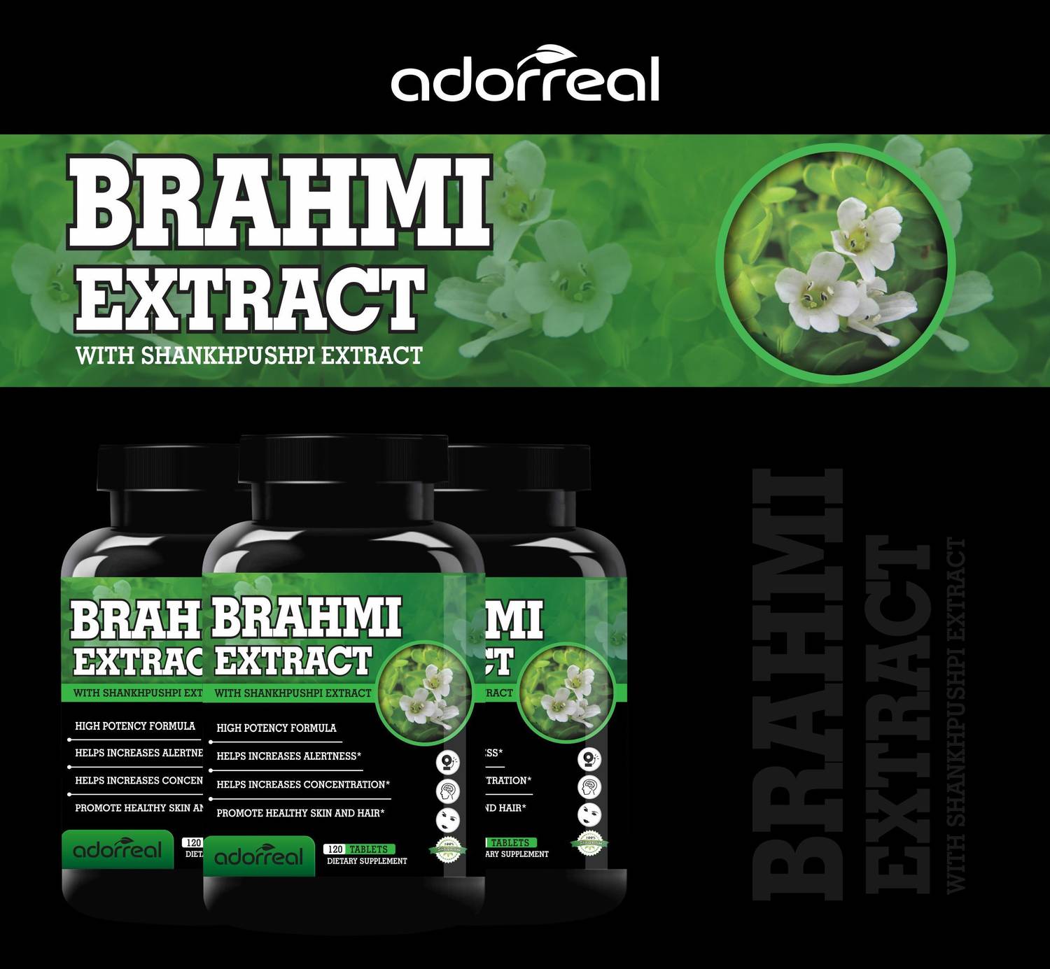 Adorreal Brahmi Extract with shankhpushpi Extract 120 Capsules (Pack of 1)