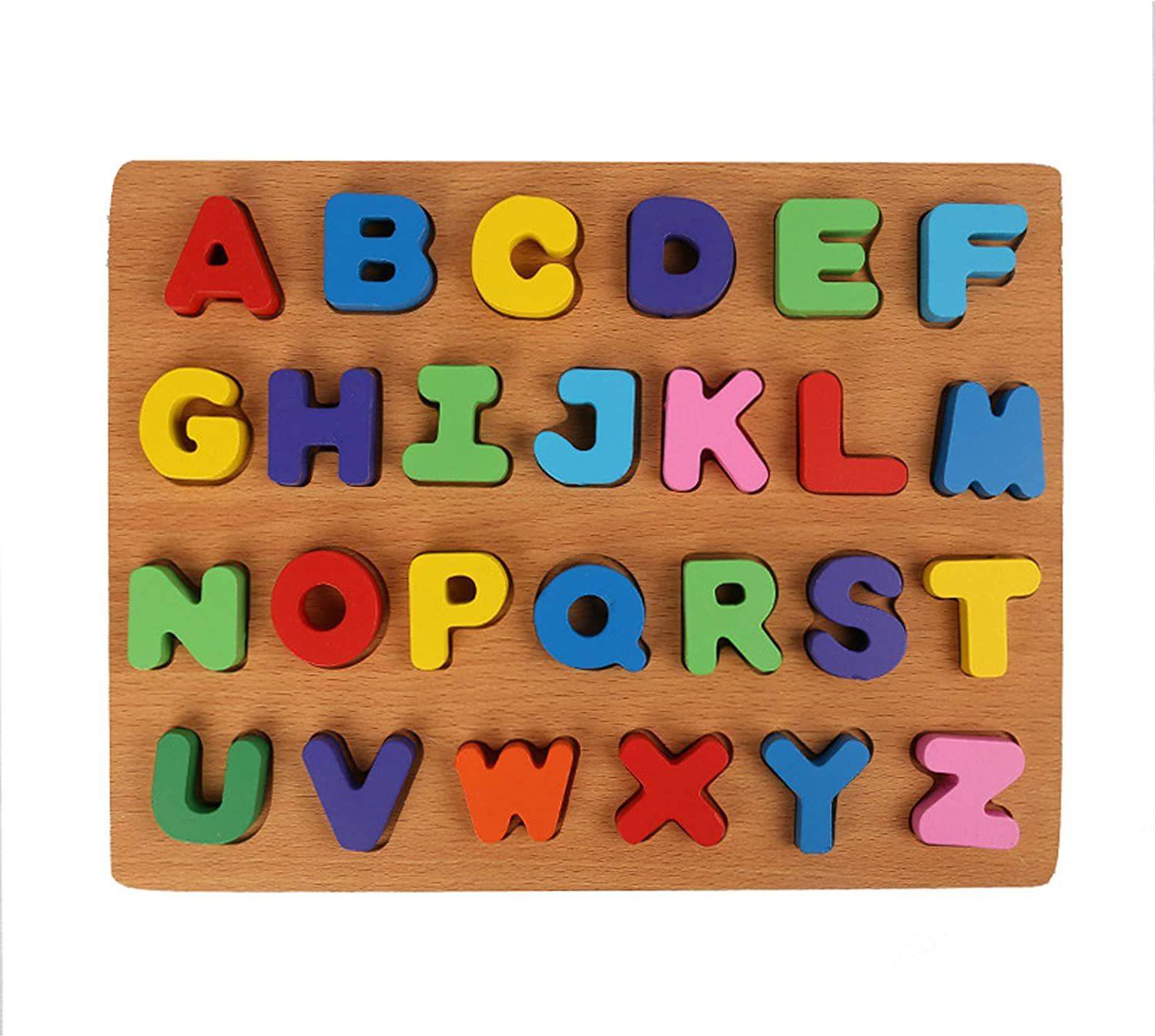 Authfort Wooden Alphabet (Capital Letters) Puzzles Toys for Children