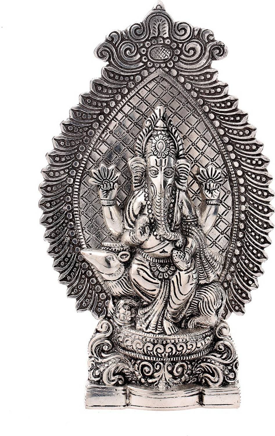DreamKraft Metal Silver Oxidized Ganesh Showpiece For Home Decor and Puja & Gift Purpose Decorative Showpiece - 27 cm