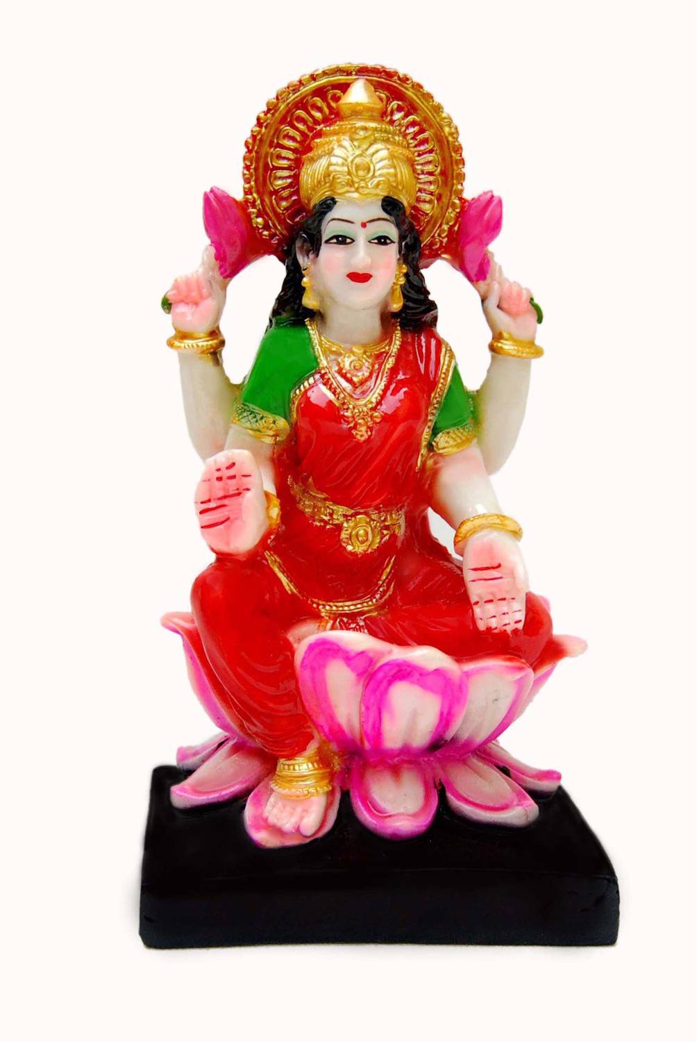 Buji Handicraft Laxmi Idol Lakshmi Mata Murti Statue for Pooja Room Mandir Diwali Temple Gift Decorative Showpiece - 18 cm