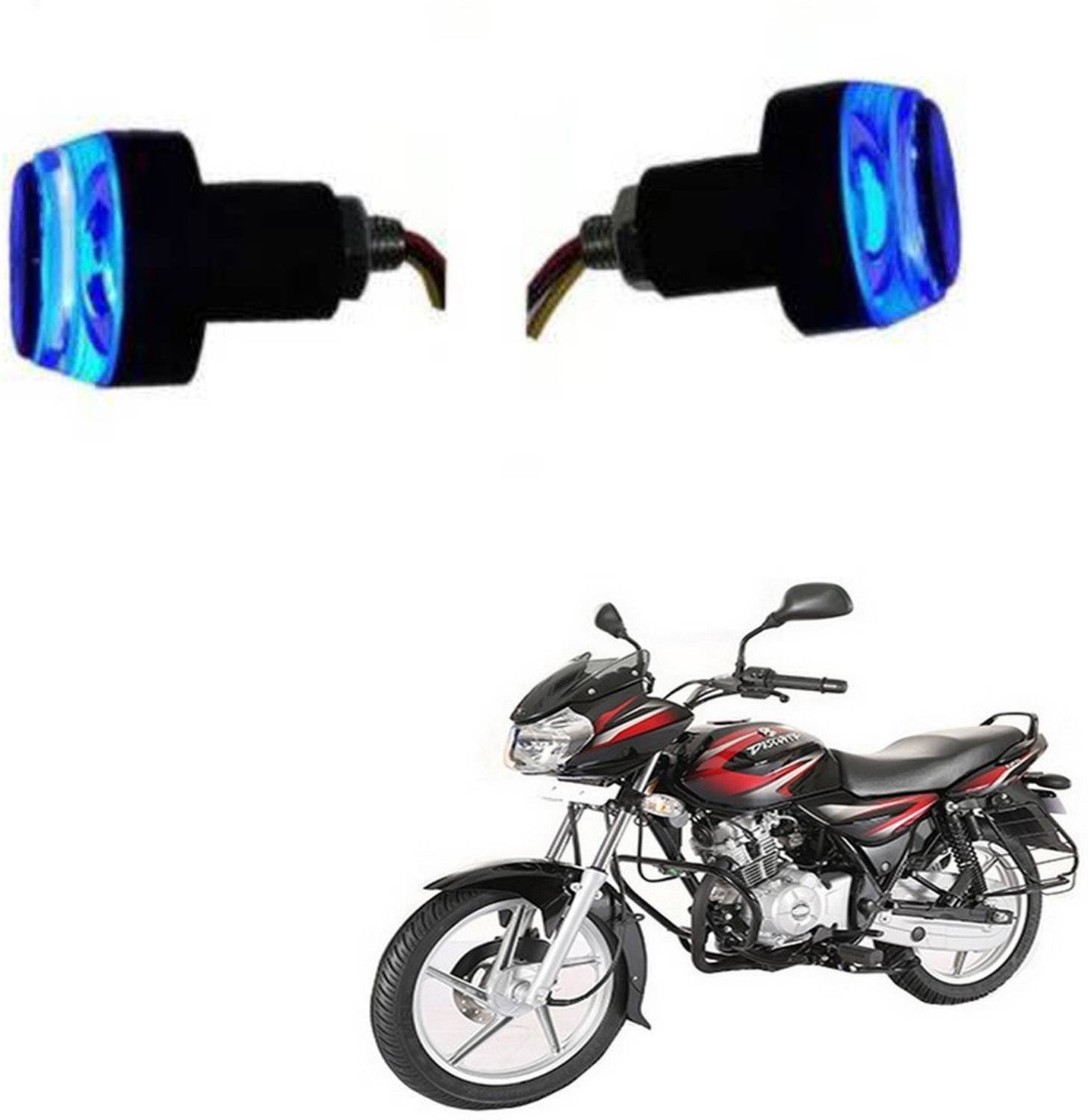 BRPEARl Bike Handle Bar LED Turn Signal Indicators Dual Color Bulb (Blue/White) For Bajaj Discover 100 DTS-i Bike Handlebar Weights