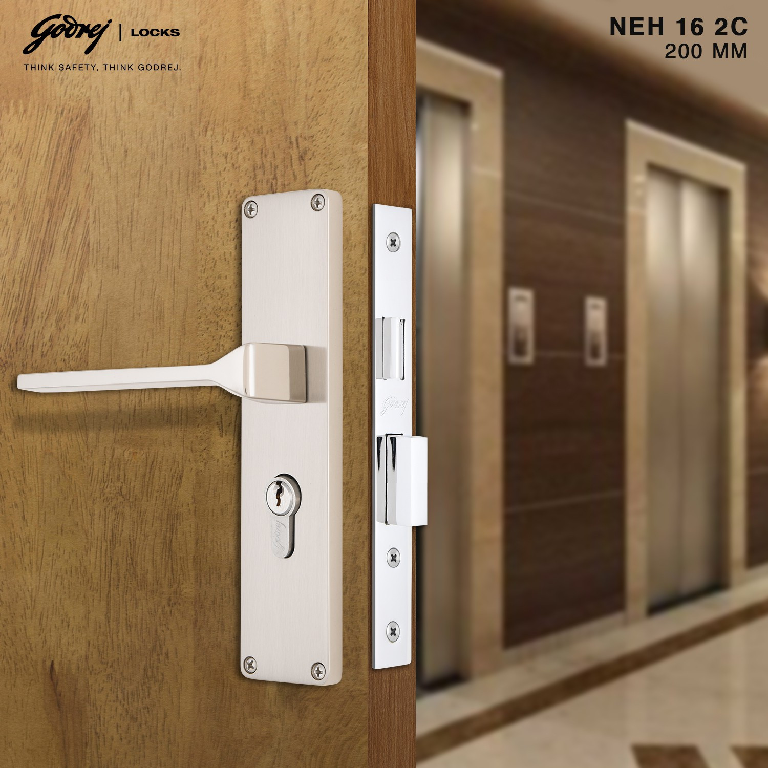 Image of Godrej Locks Steel Matte Door levers
