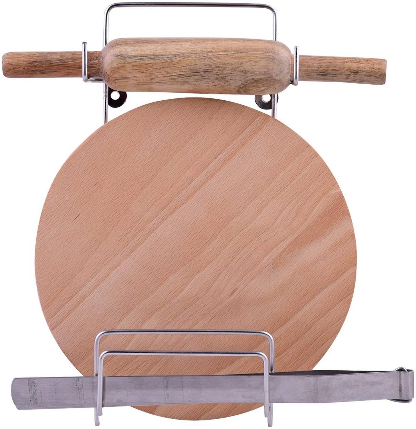 Bristle Chakla/Belan Kitchen Rack Steel High Level 3in1 Stainless Steel Belan and Chakla Stand, Belan Tawa Chimta, Lightweight, Durable Chakla Holder for Kitchen,