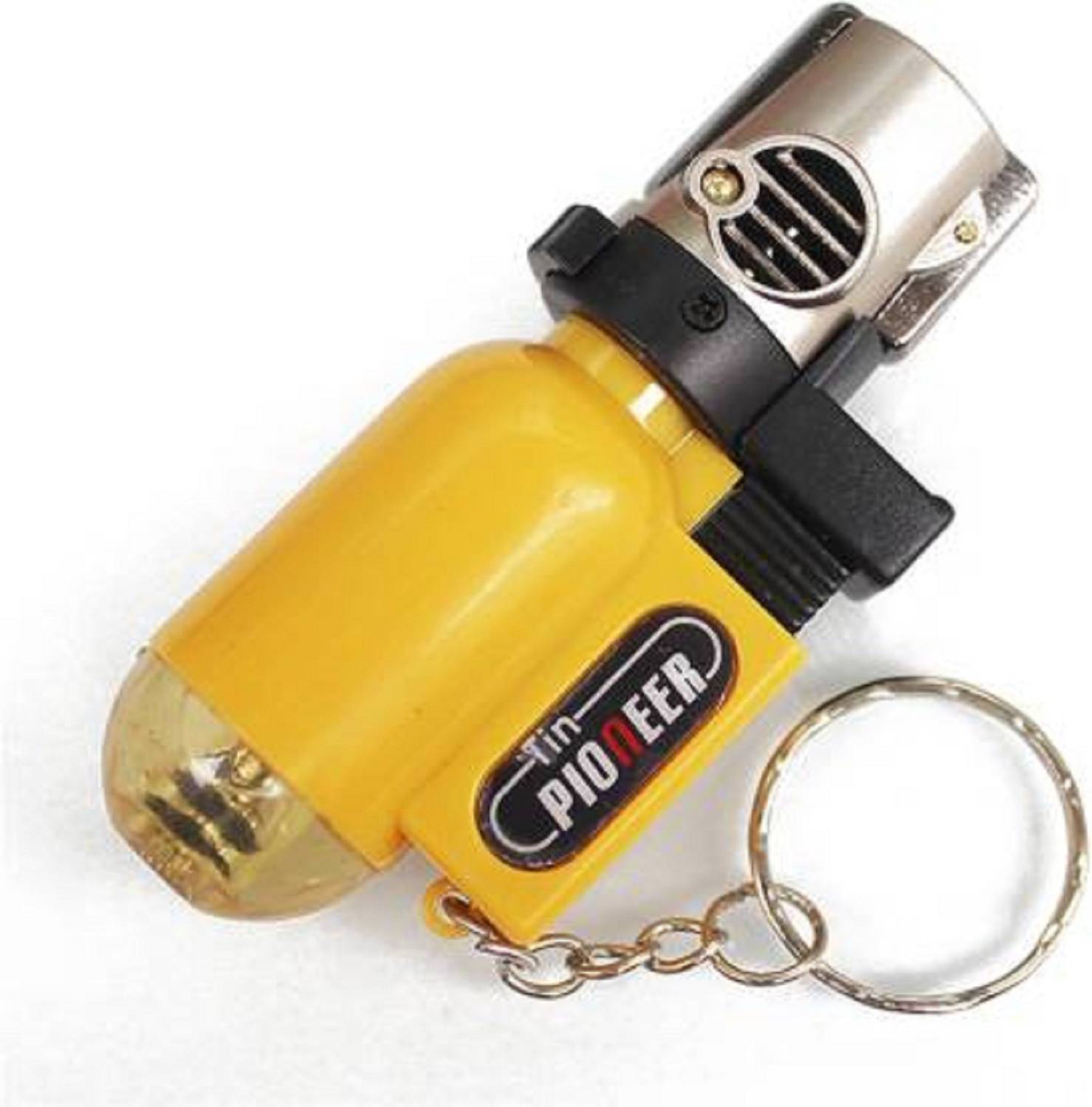 ASTRUMS Refillable Cylindrical Shaped Windproof Jet Flame Lighter with Fixed Fire Switch ( Yellow ) Pocket Lighter