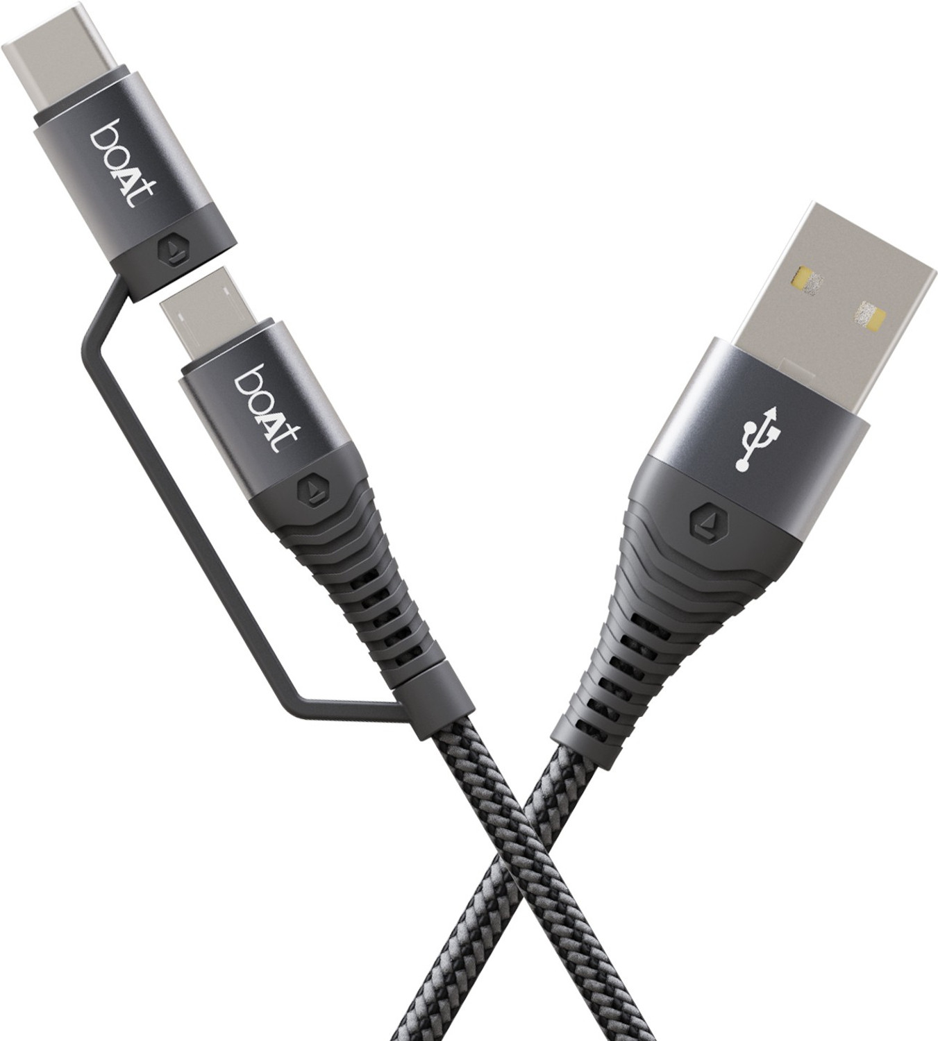 Image of boAt USB Type C Cable 3 A 1.5 m Deuce USB 330 2-in-1 Micro USB and with 3A Fast Charge, 480mbps