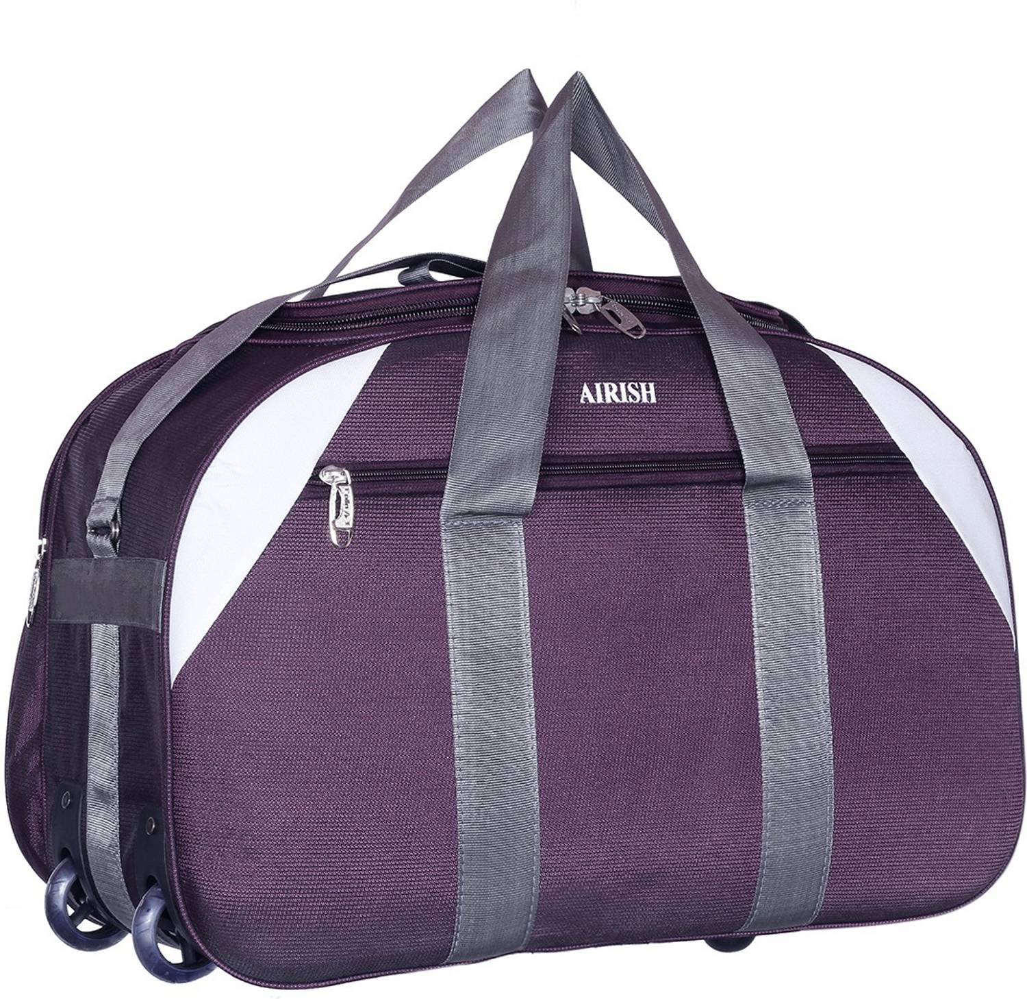 Airish (Expandable) Polyester Lightweight 60 L Luggage Travel Duffel Bag with 2 Wheels( Purple) Duffel With Wheels (Strolley)