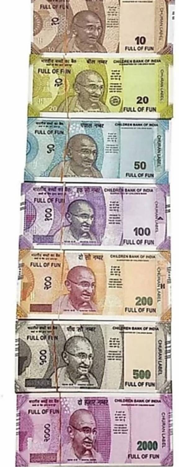Agnolia Children Banks Fake Currency/Note for Kids to Play & Enjoy (40*6=240) Fake Note Gag Toy (Multicolor) Dummy Indian Currency Gag Toy